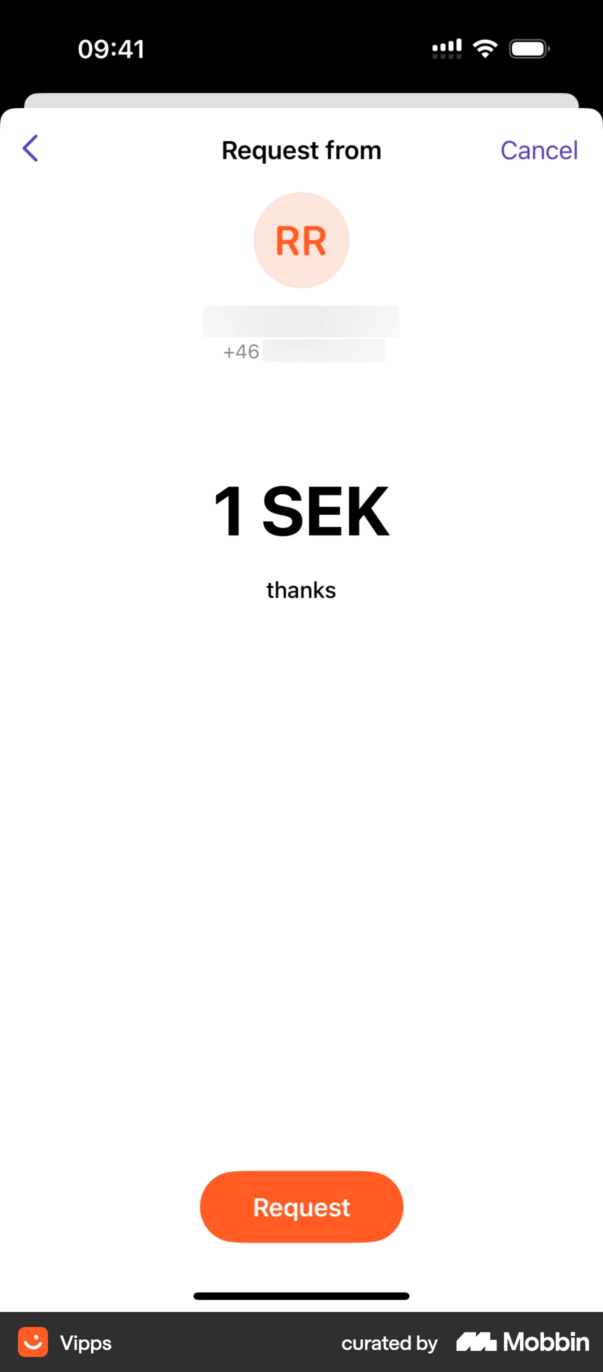 Vipps Requesting money screen