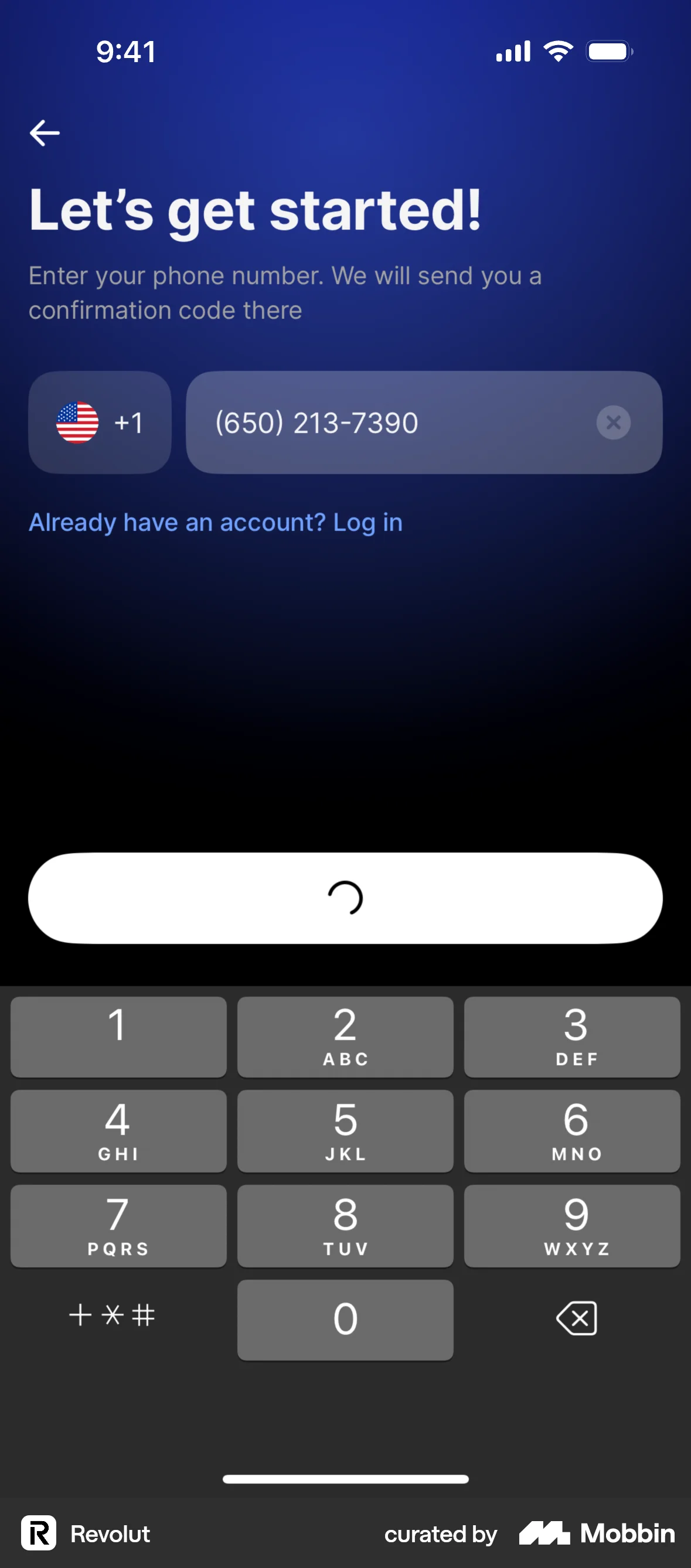 Revolut Onboarding screen