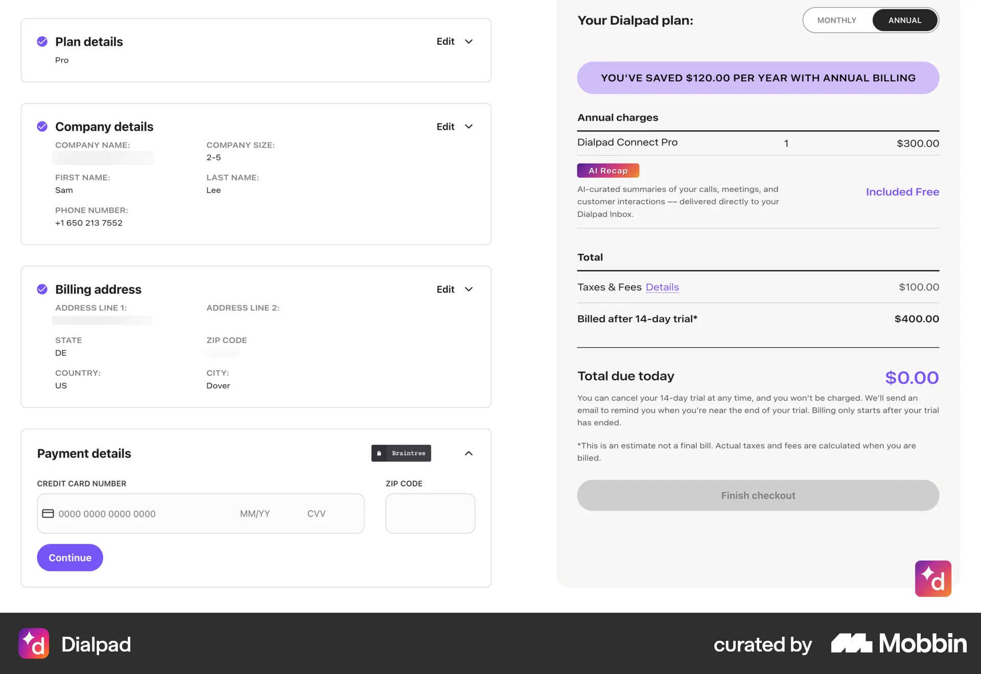 Dialpad Onboarding screen