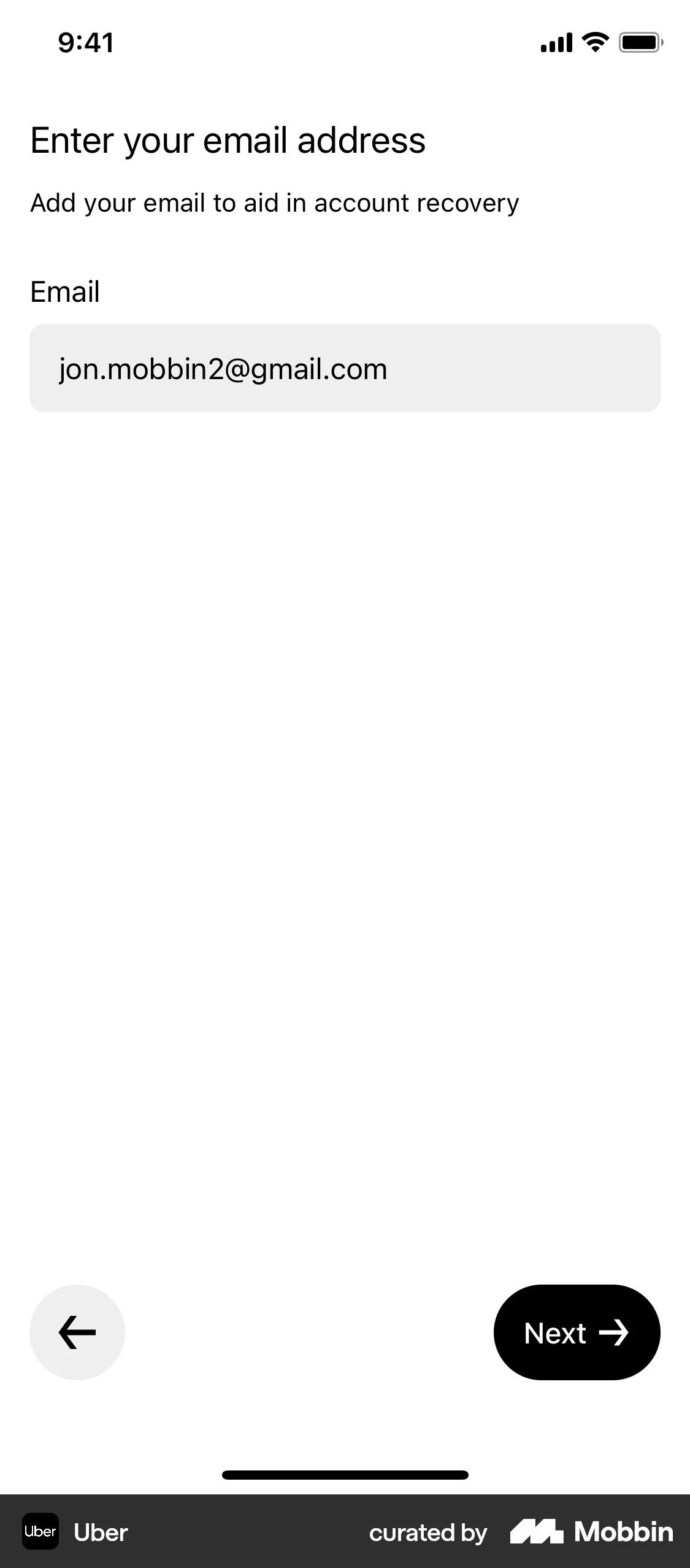 Uber Onboarding screen