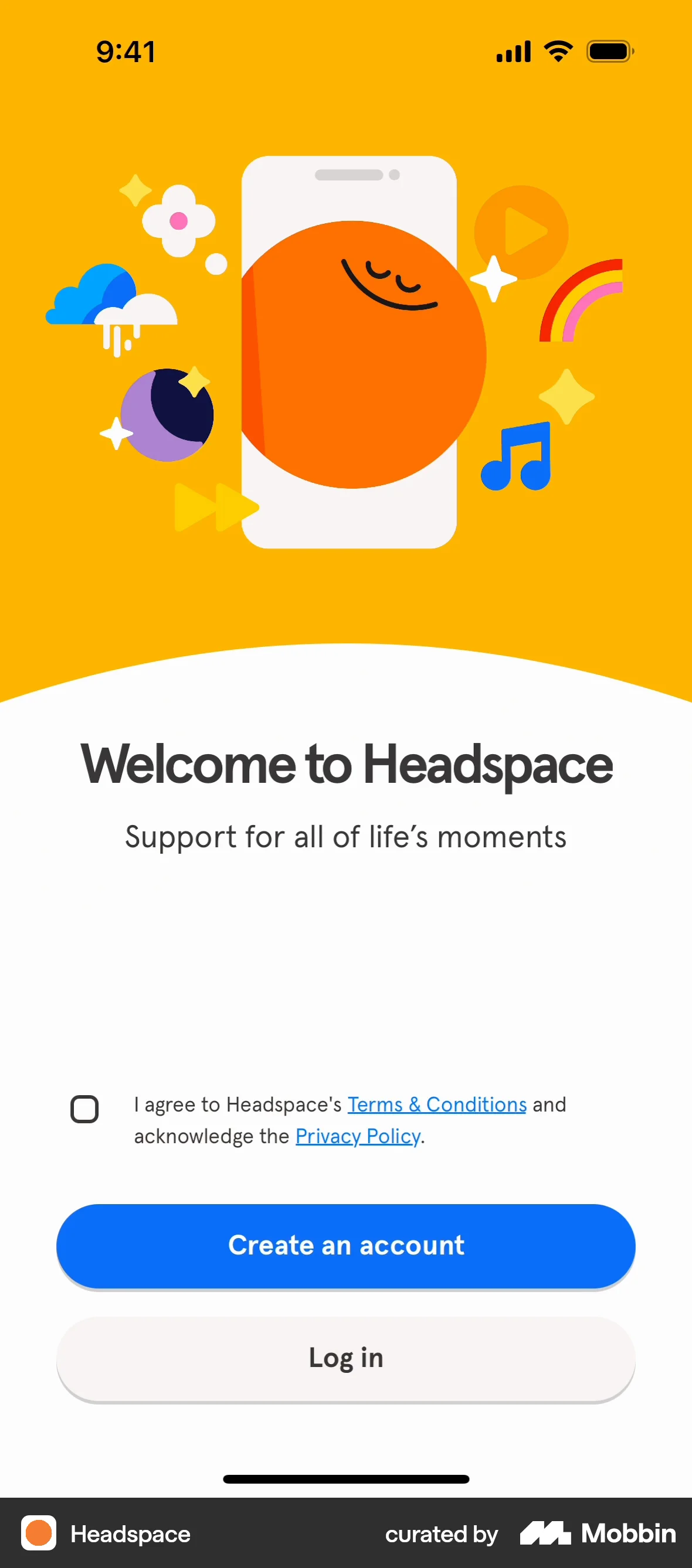 Headspace Onboarding screen