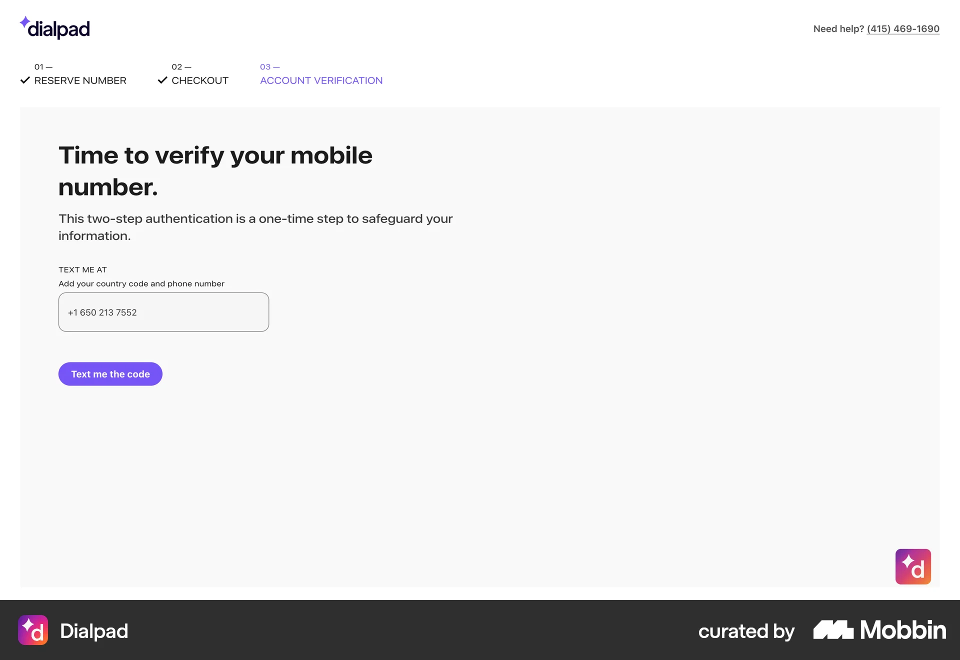 Dialpad Onboarding screen