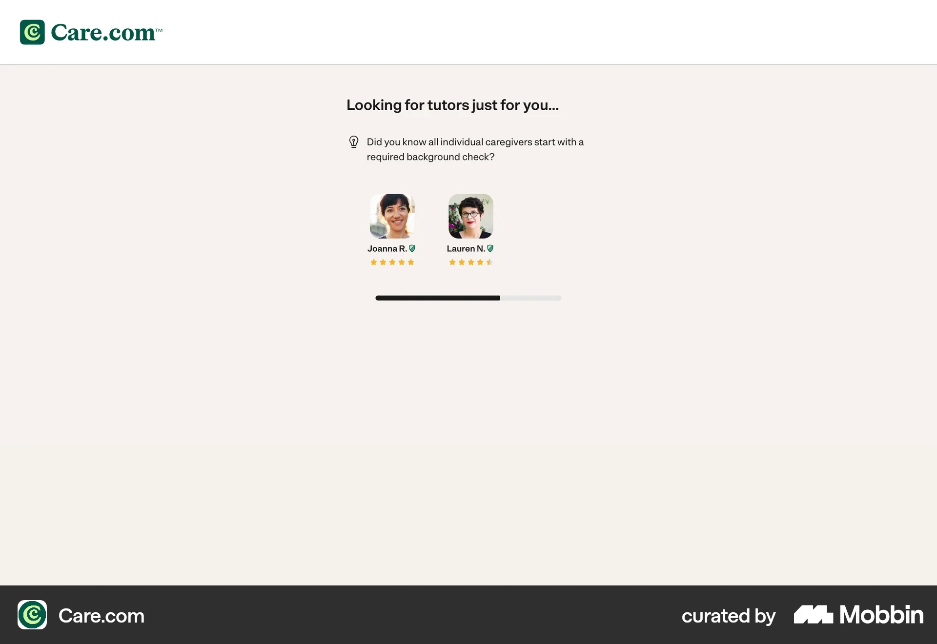 Care.com Onboarding (Find care) screen