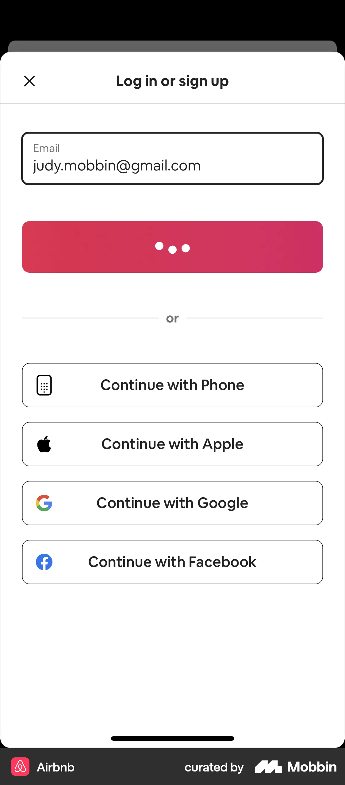 Airbnb Onboarding screen