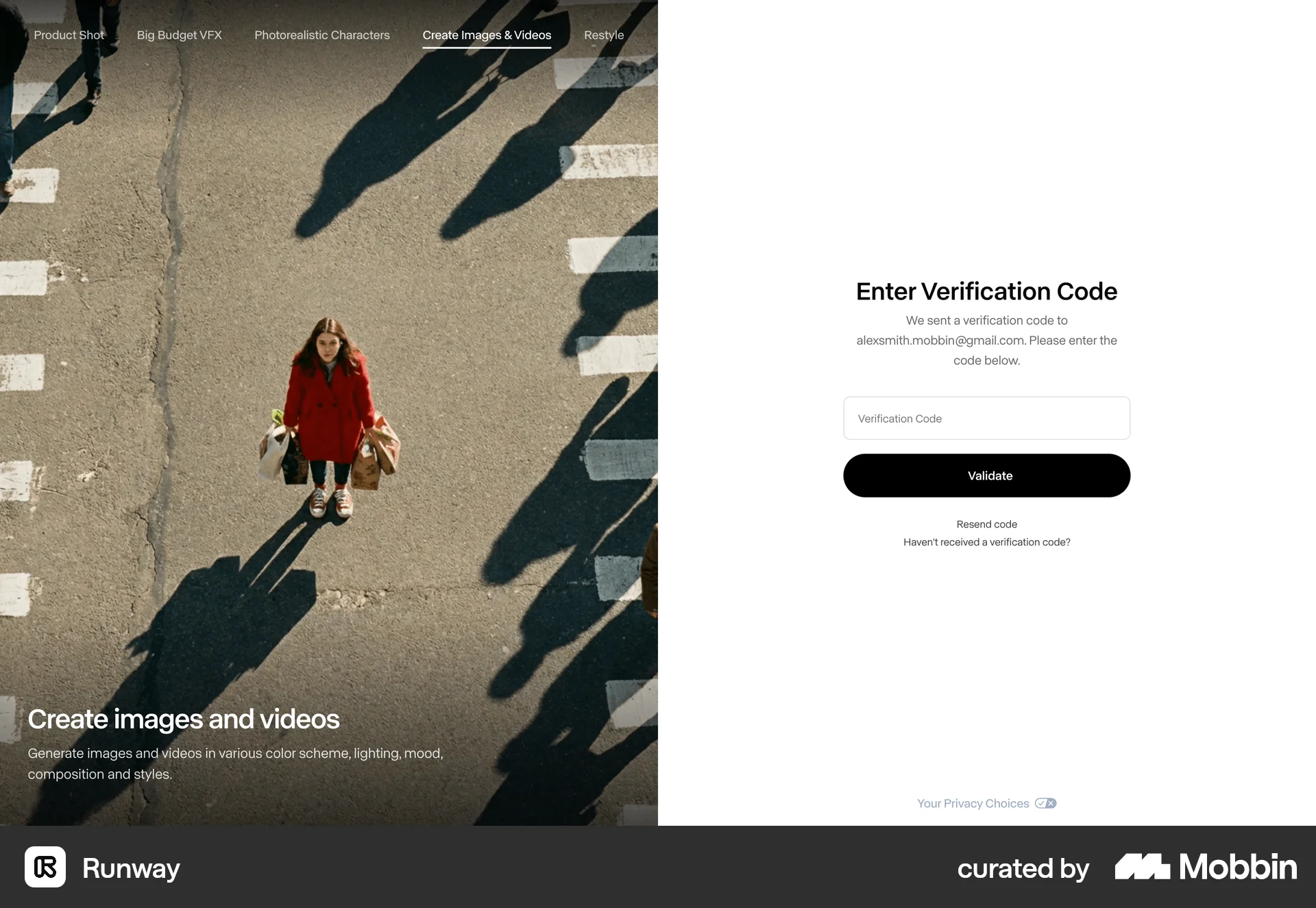 Runway Onboarding screen