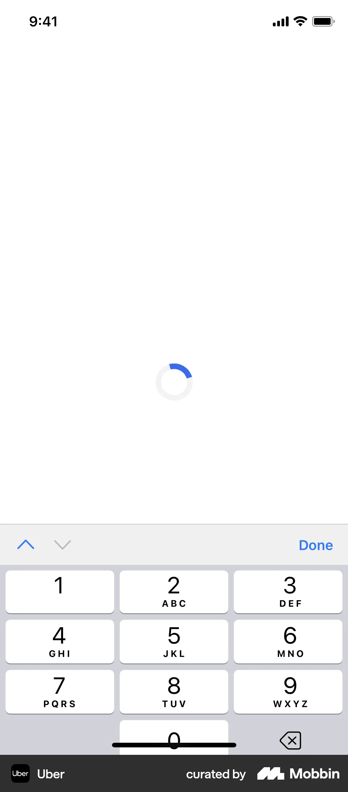 Uber Onboarding screen