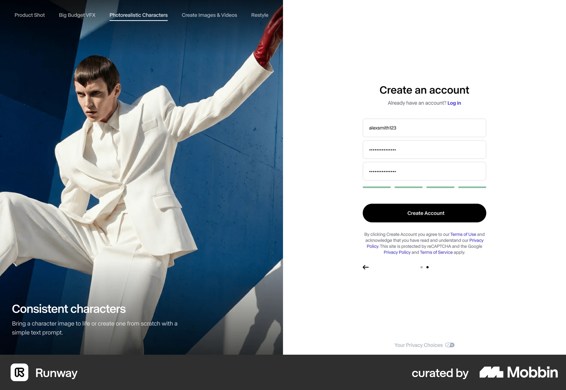 Runway Onboarding screen