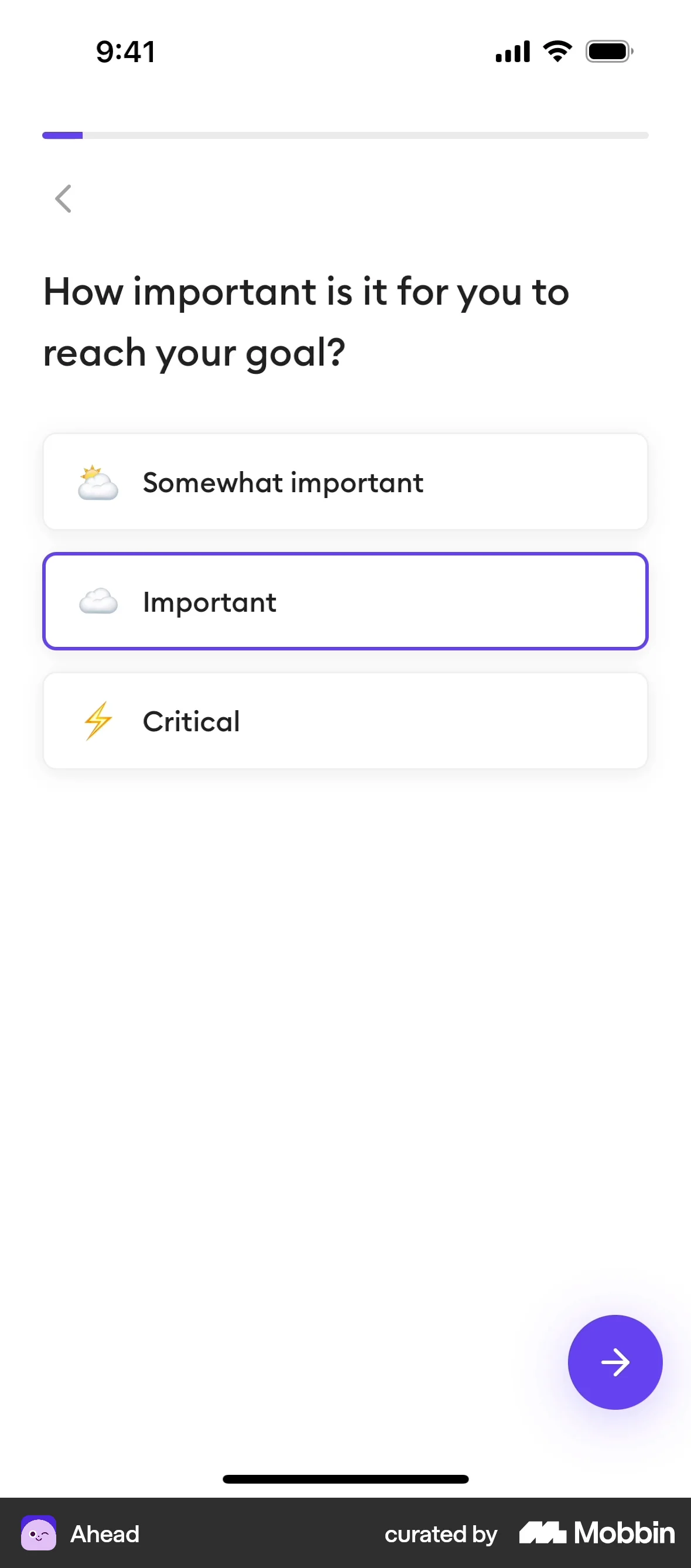Ahead Onboarding screen