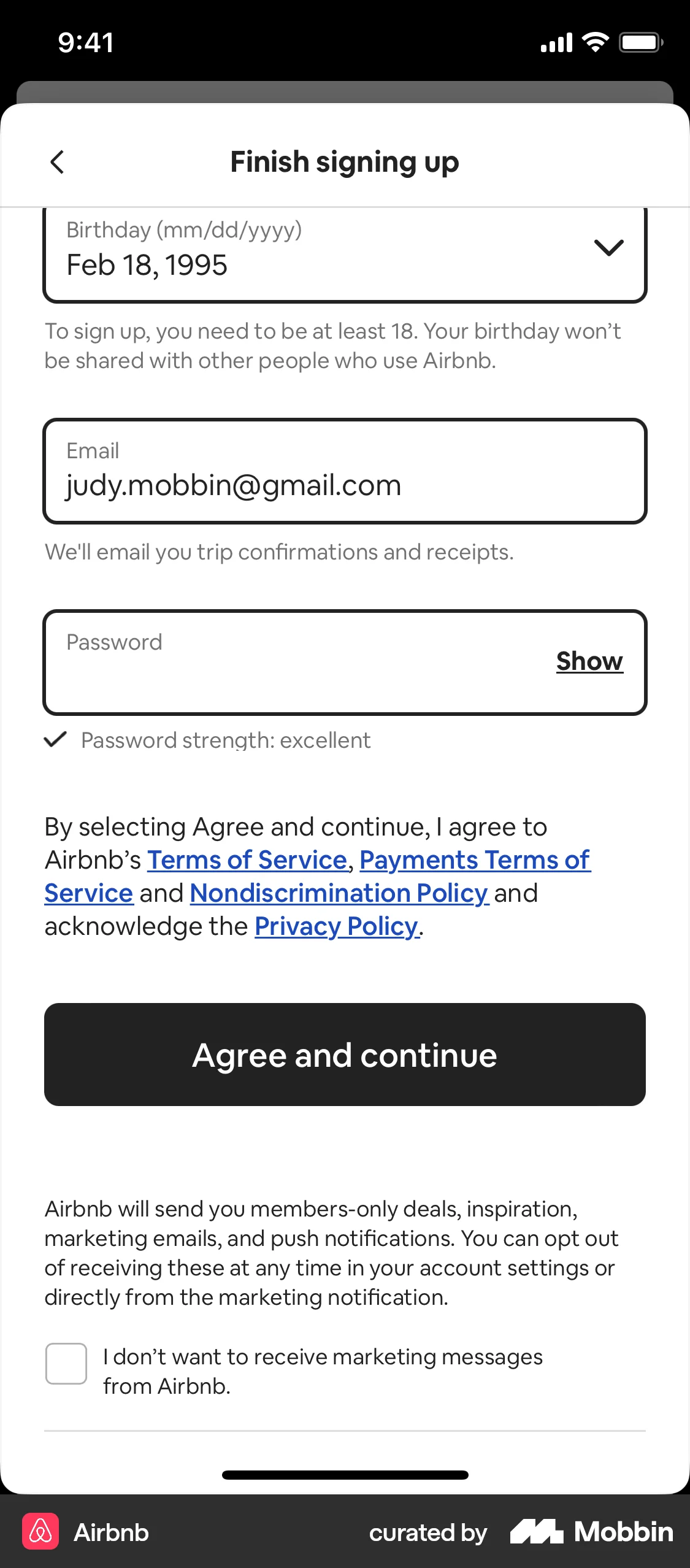 Airbnb Onboarding screen