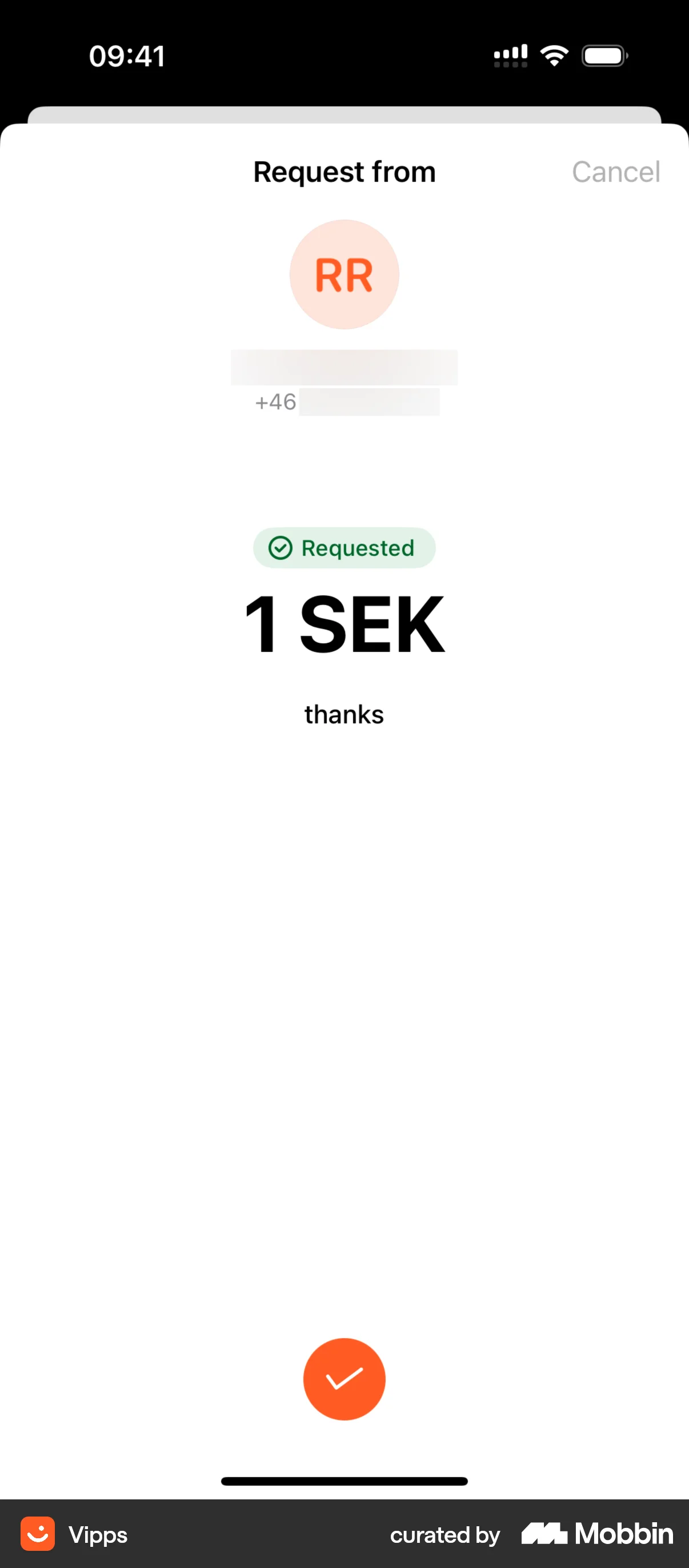 Vipps Requesting money screen