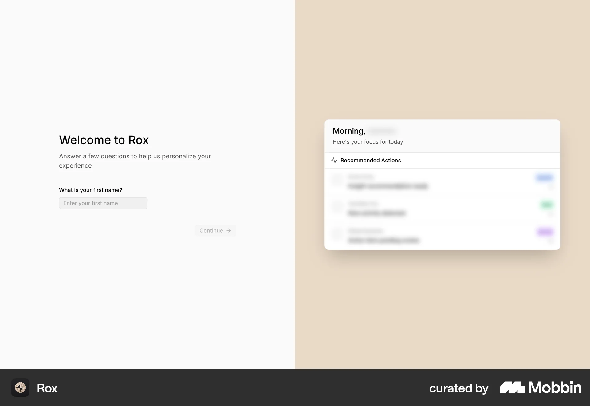 Rox Onboarding screen