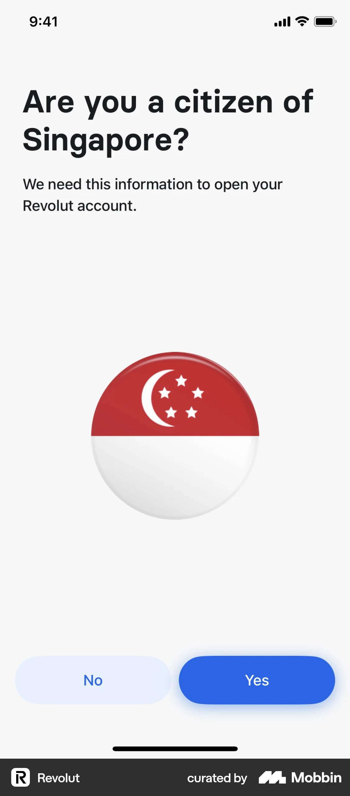 Revolut Onboarding screen