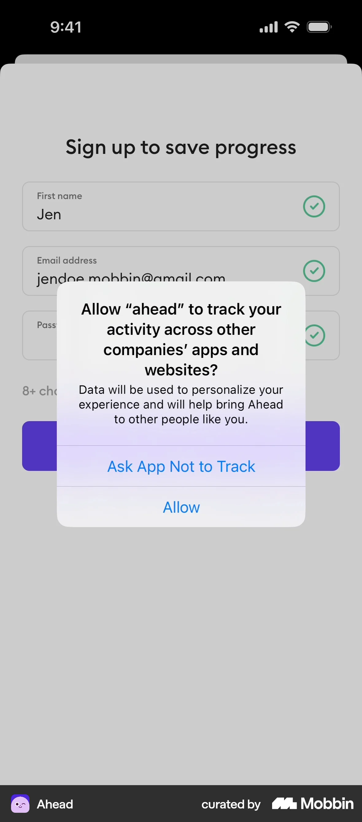 Ahead Onboarding screen