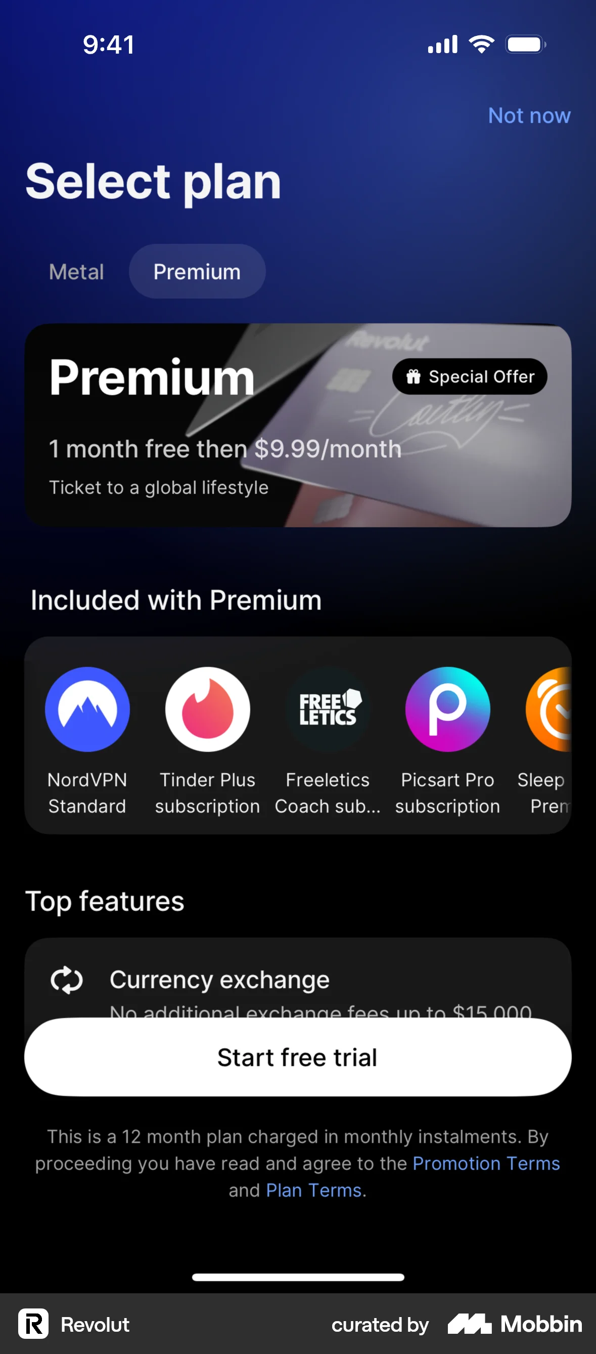 Revolut Onboarding screen