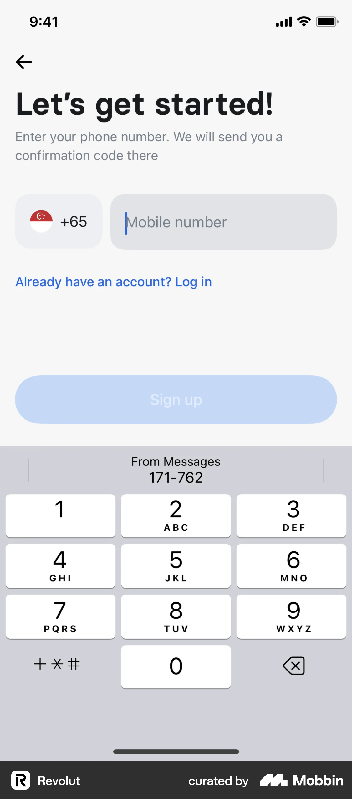Revolut Onboarding screen