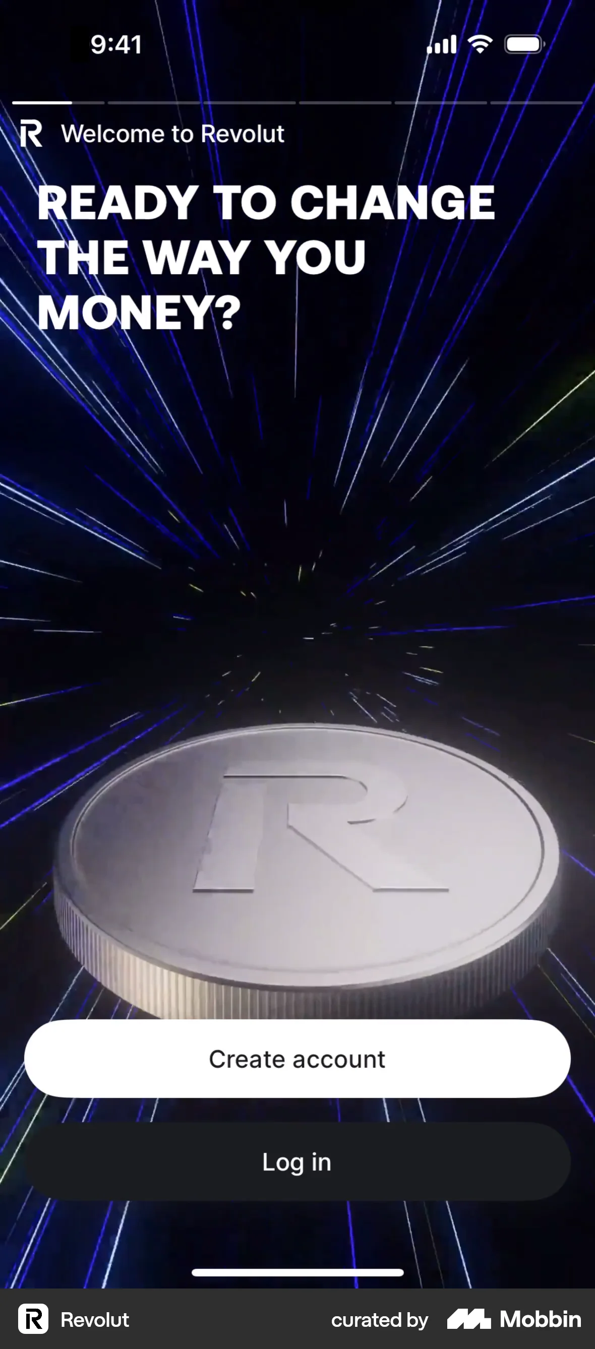 Revolut Onboarding screen