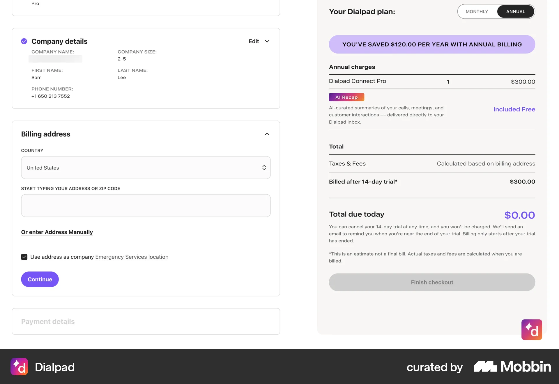 Dialpad Onboarding screen