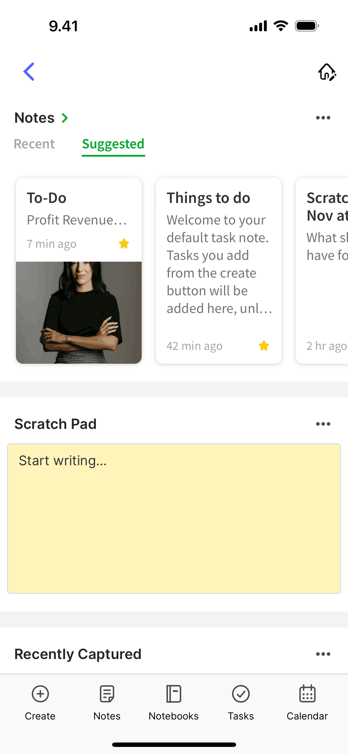 Evernote iOS Suggested Notes | Mobbin