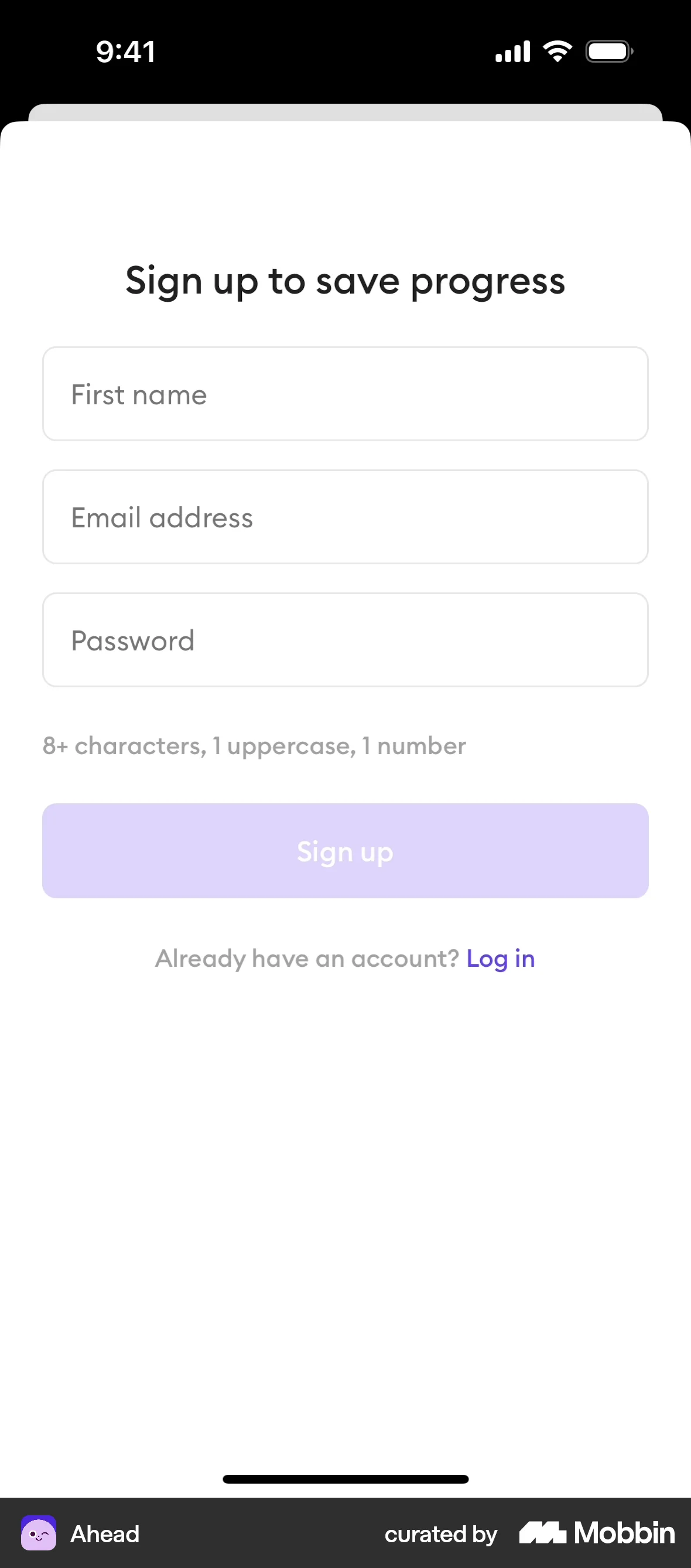 Ahead Onboarding screen