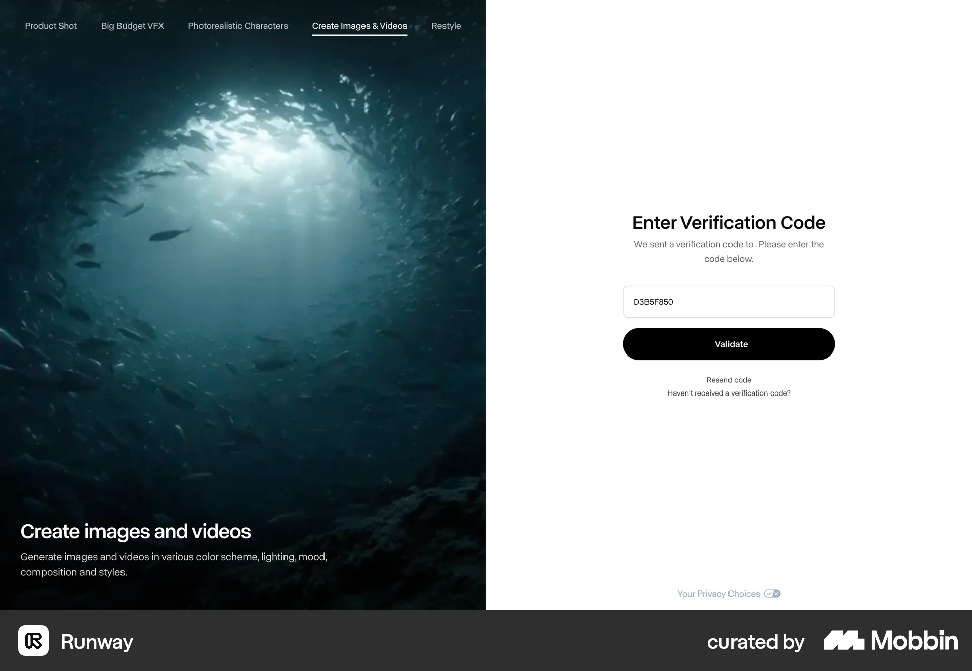 Runway Onboarding screen