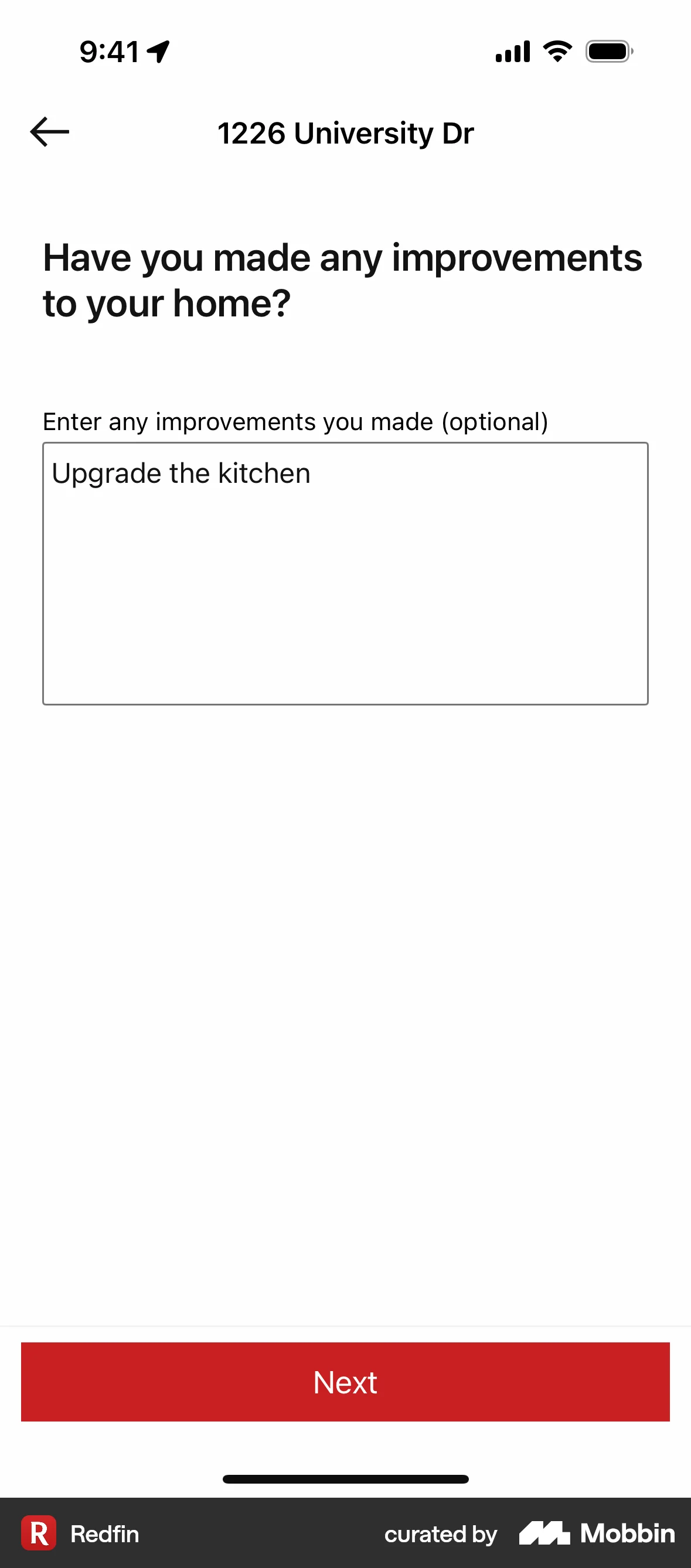 Redfin Scheduling a selling consultation screen