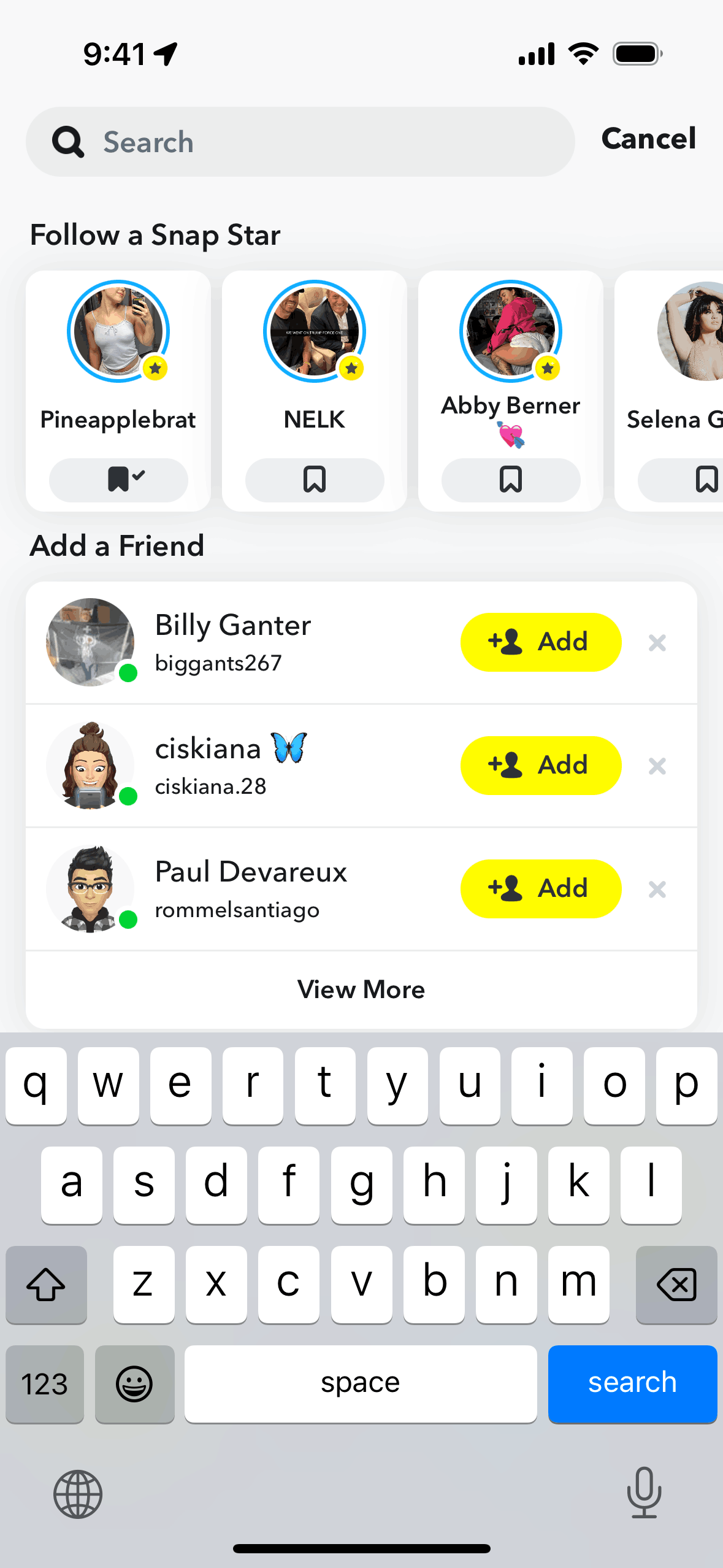 Snapchat iOS Following a Snap Star Flow | Mobbin