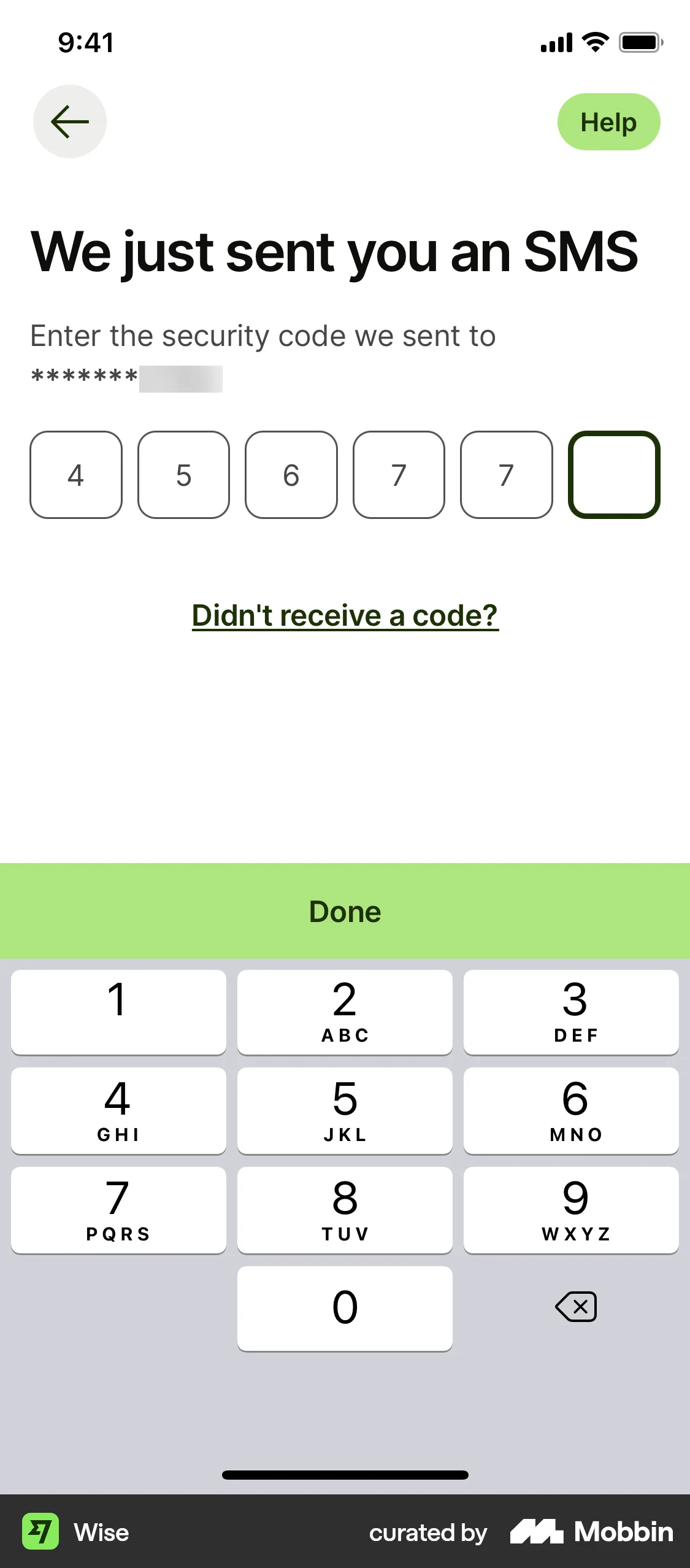 Wise Onboarding screen
