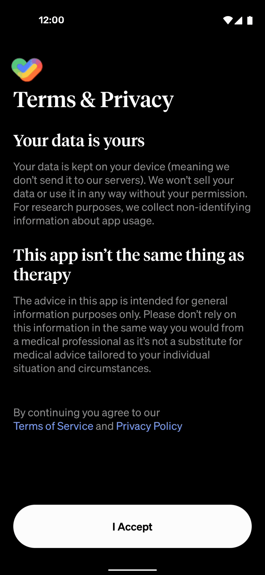 How We Feel Android Terms and privacy | Mobbin