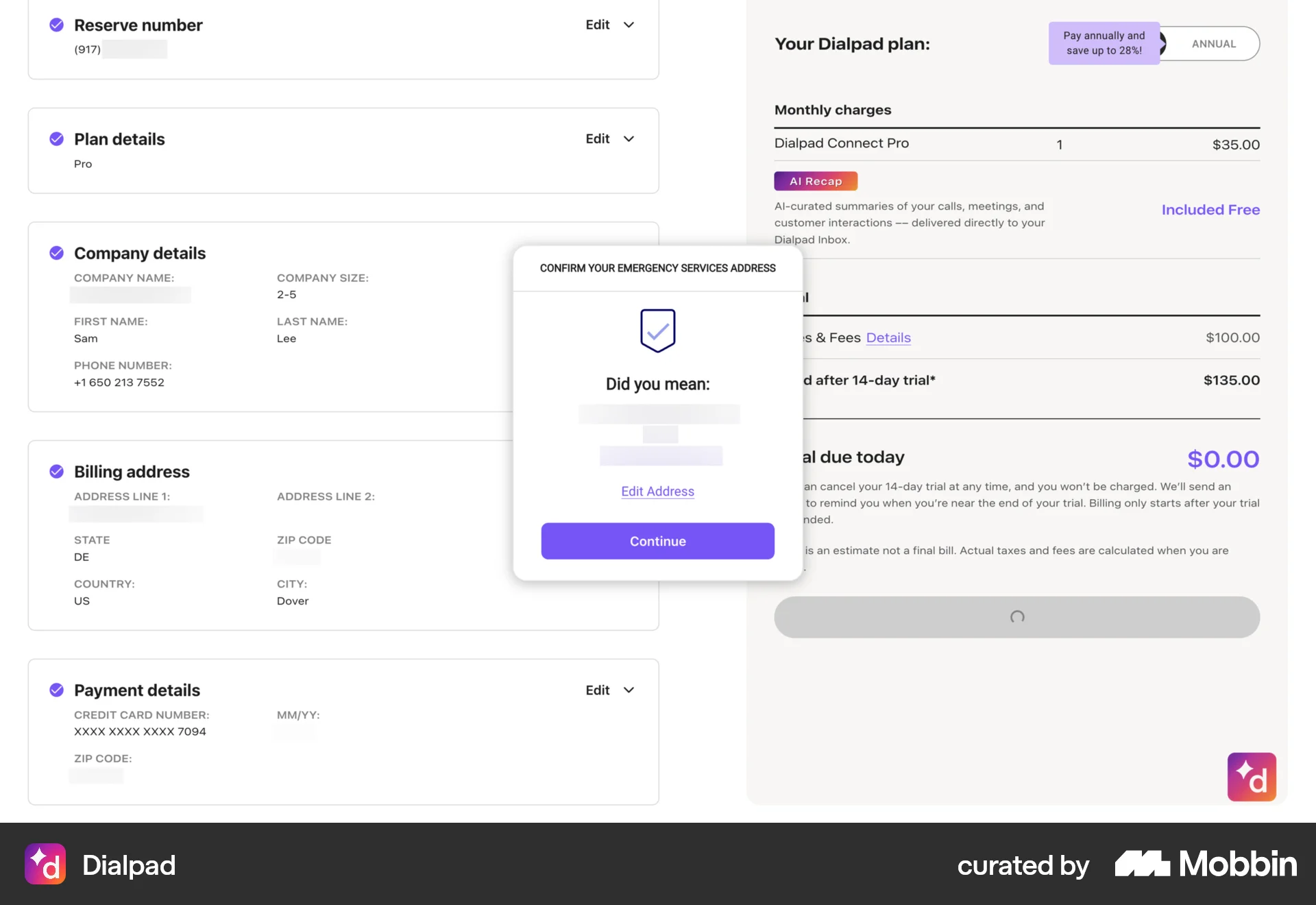 Dialpad Onboarding screen