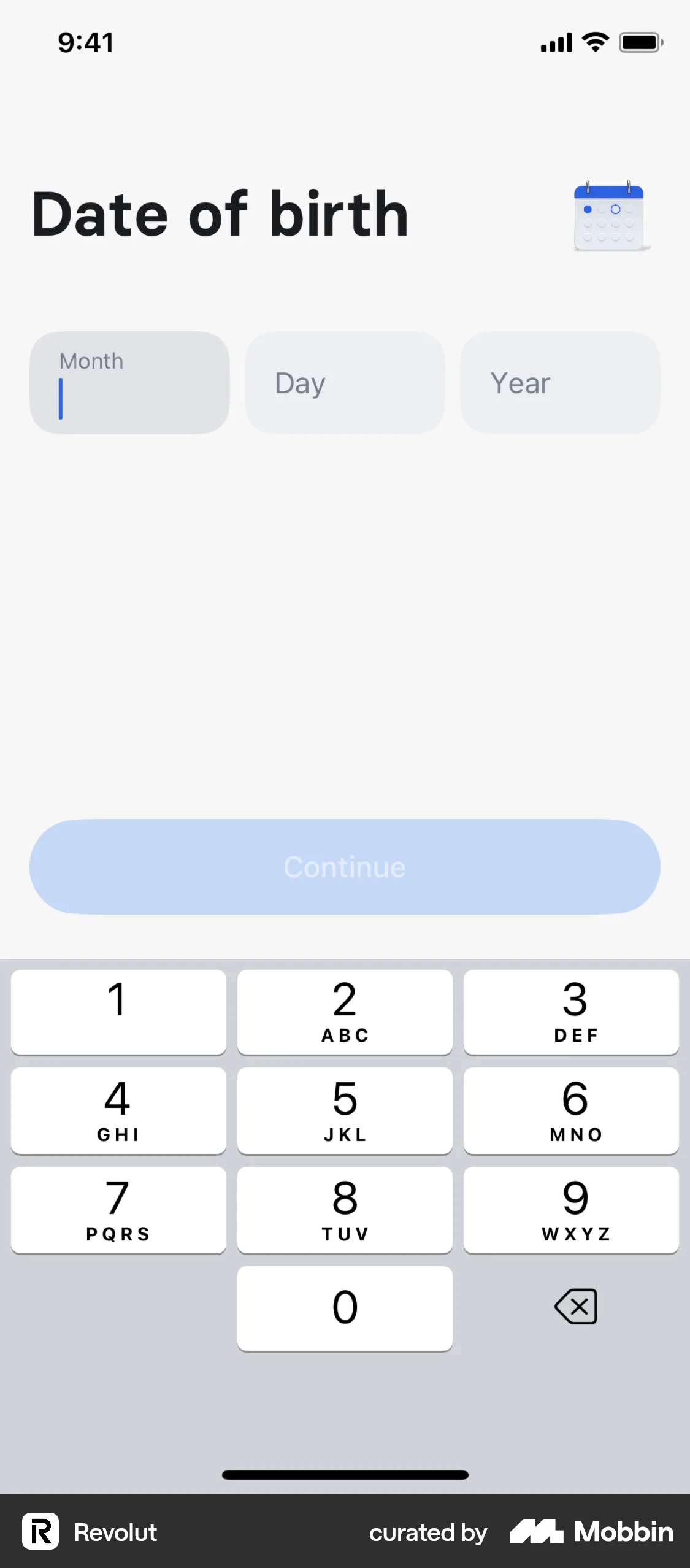 Revolut Onboarding screen