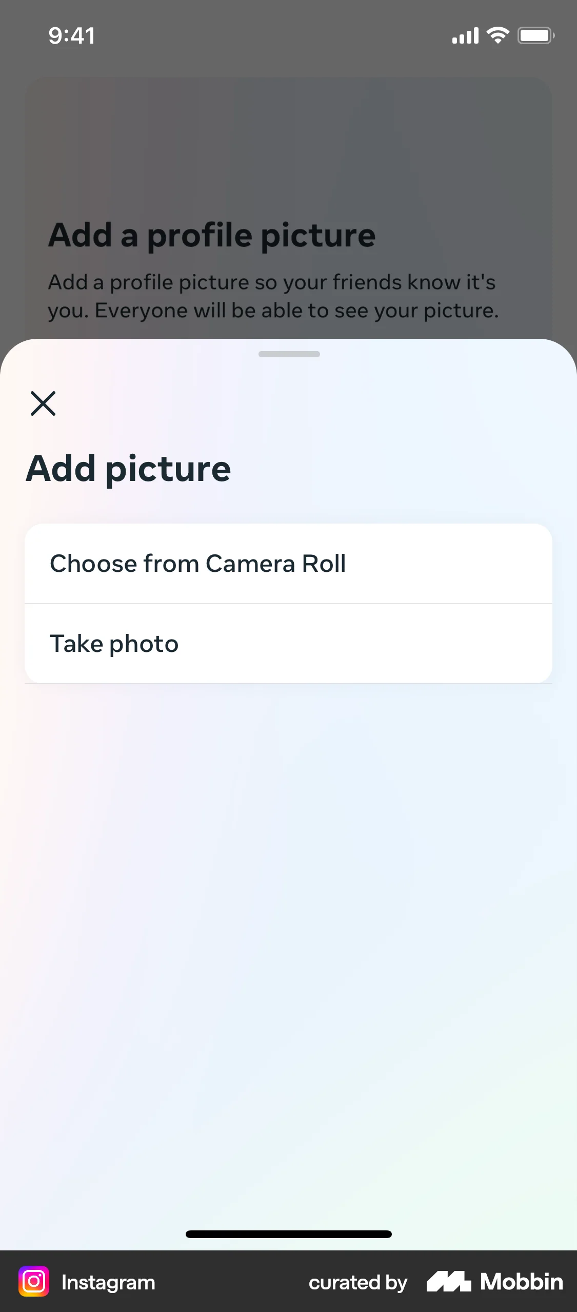 Instagram Onboarding screen