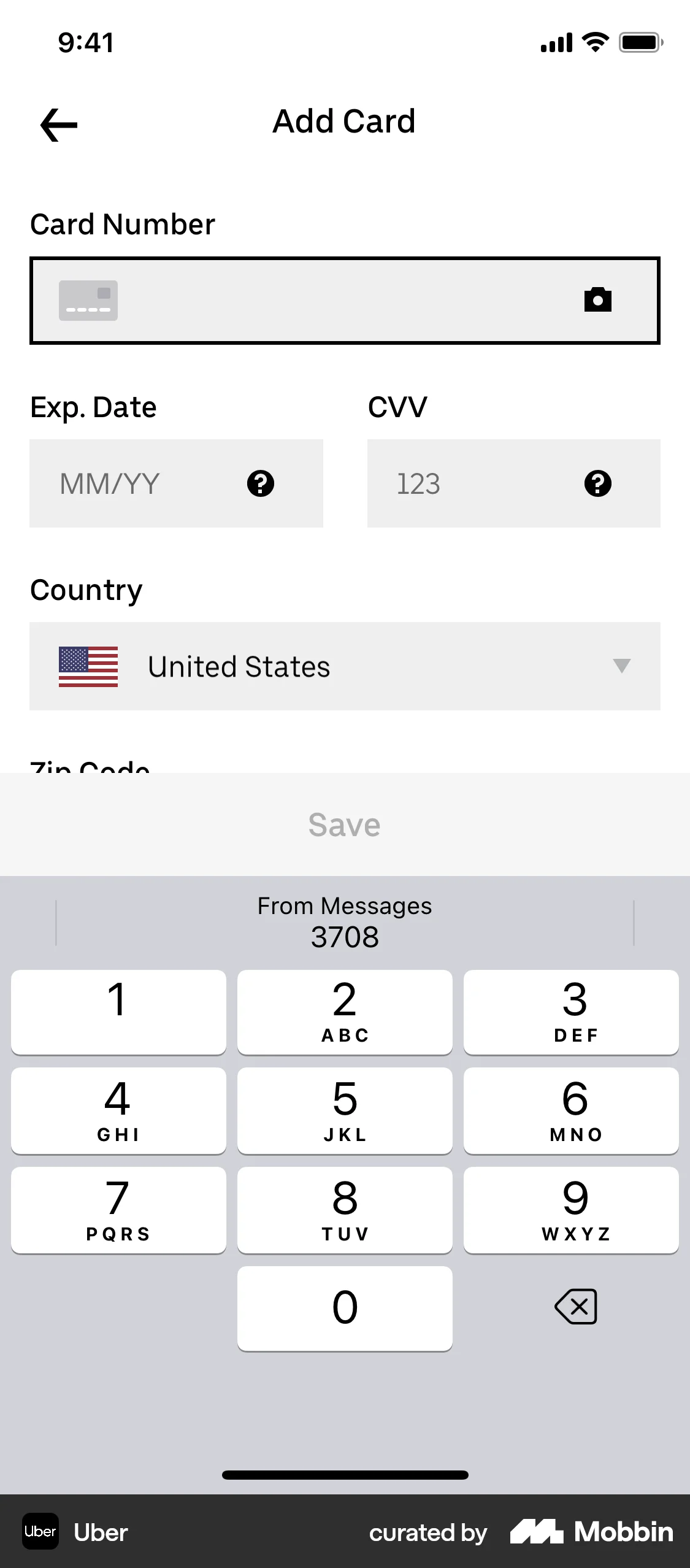 Uber Onboarding screen