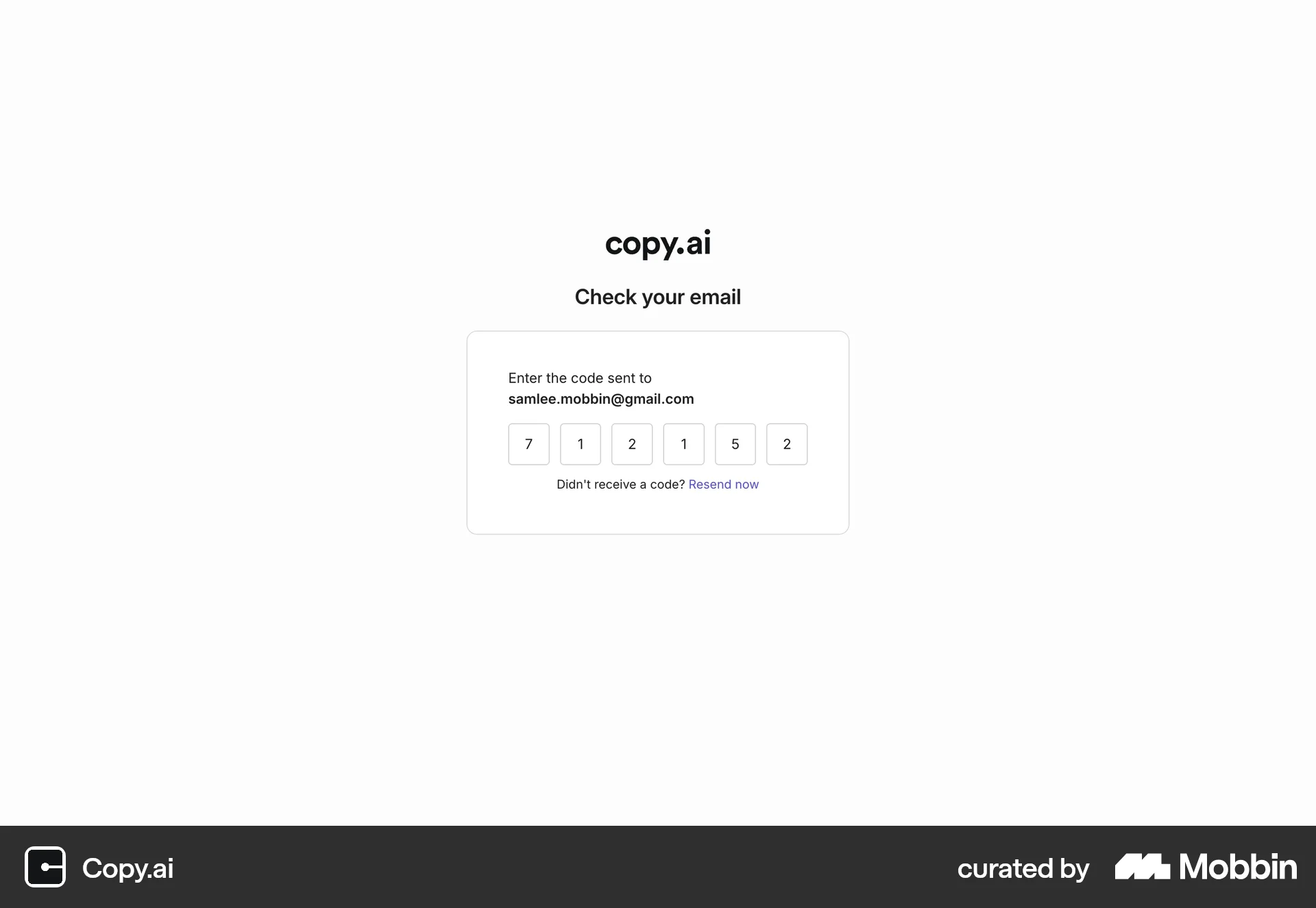 Copy.ai Onboarding screen