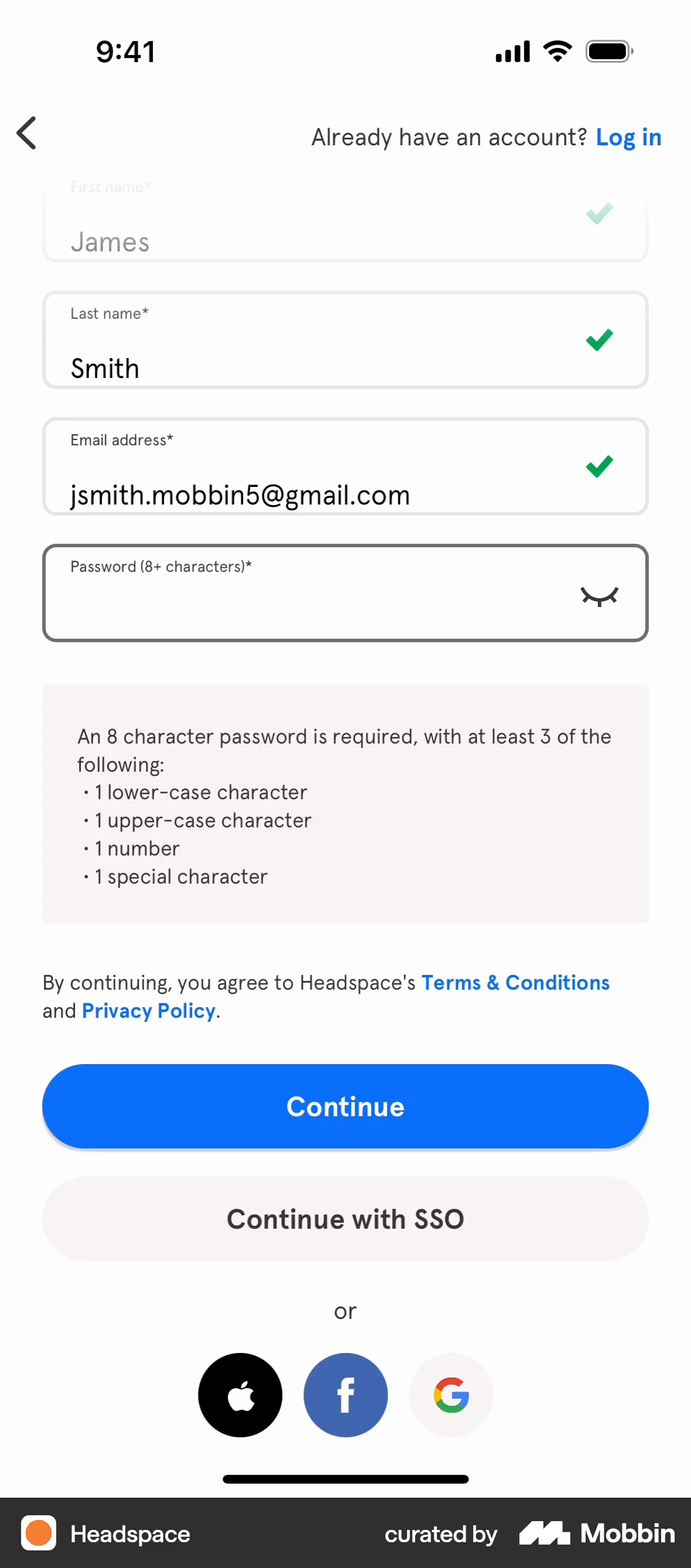 Headspace Onboarding screen