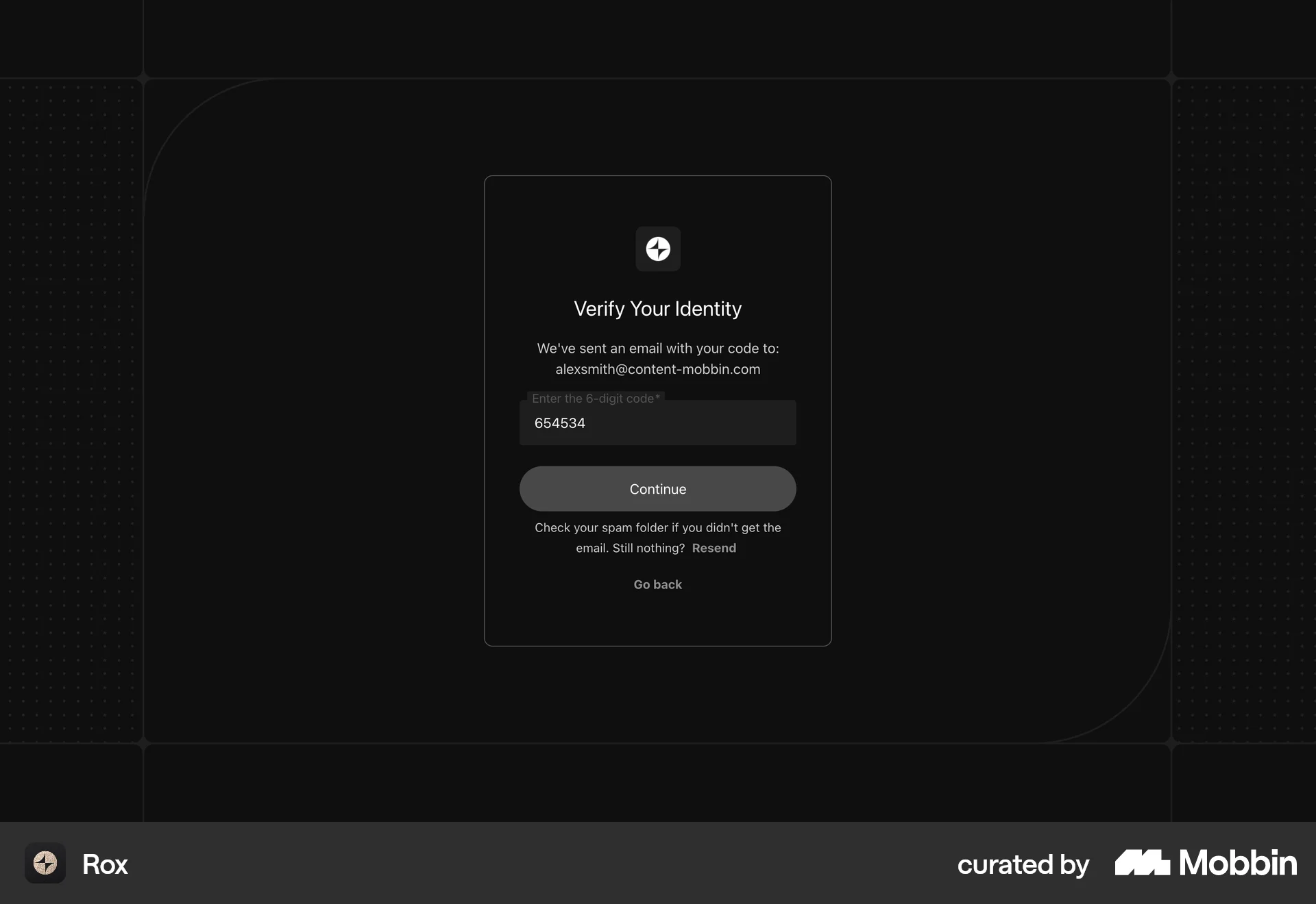 Rox Onboarding screen