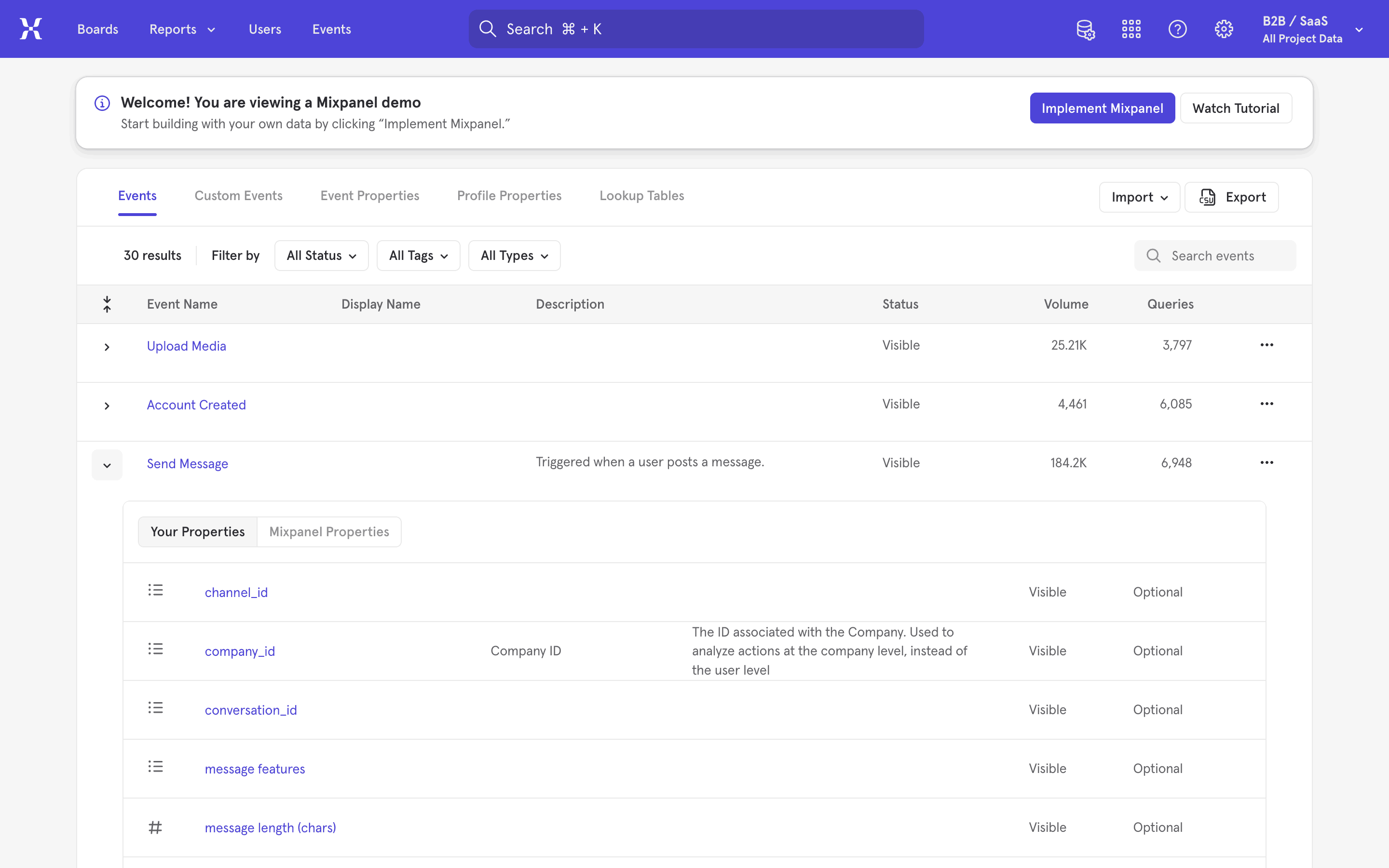 Mixpanel Web Screen | Mobbin