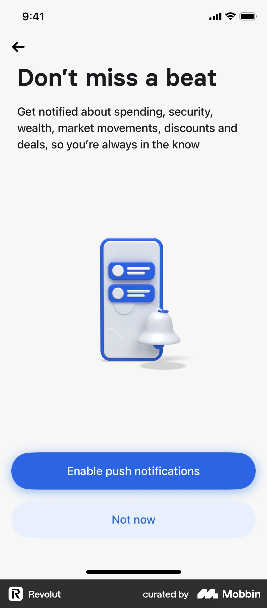 Revolut Onboarding screen