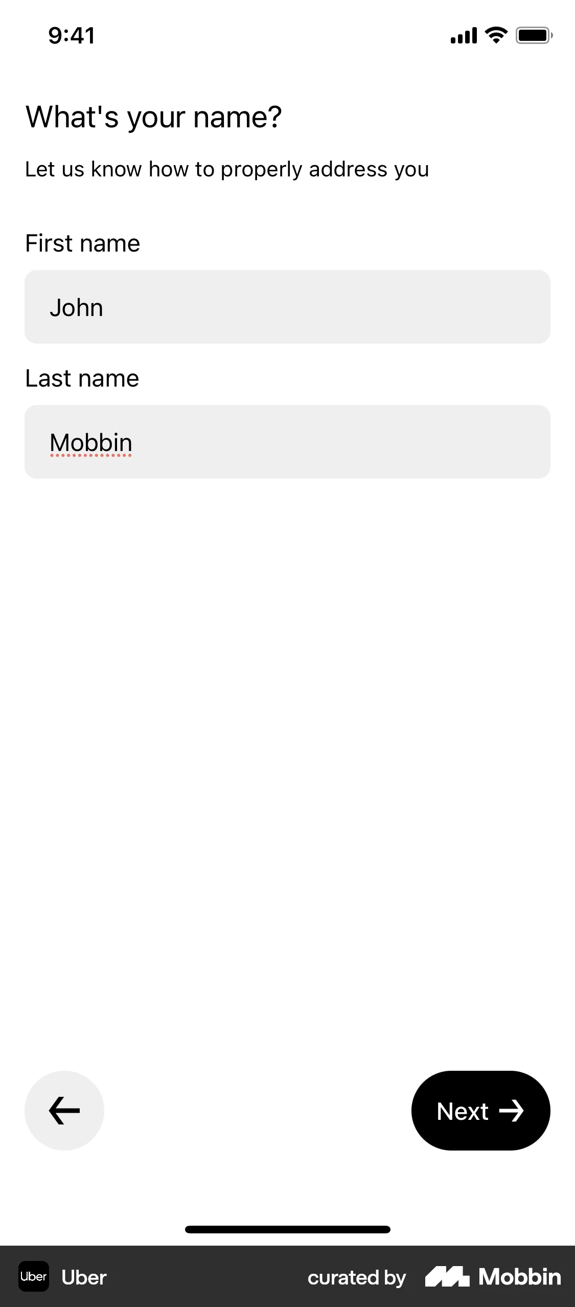 Uber Onboarding screen