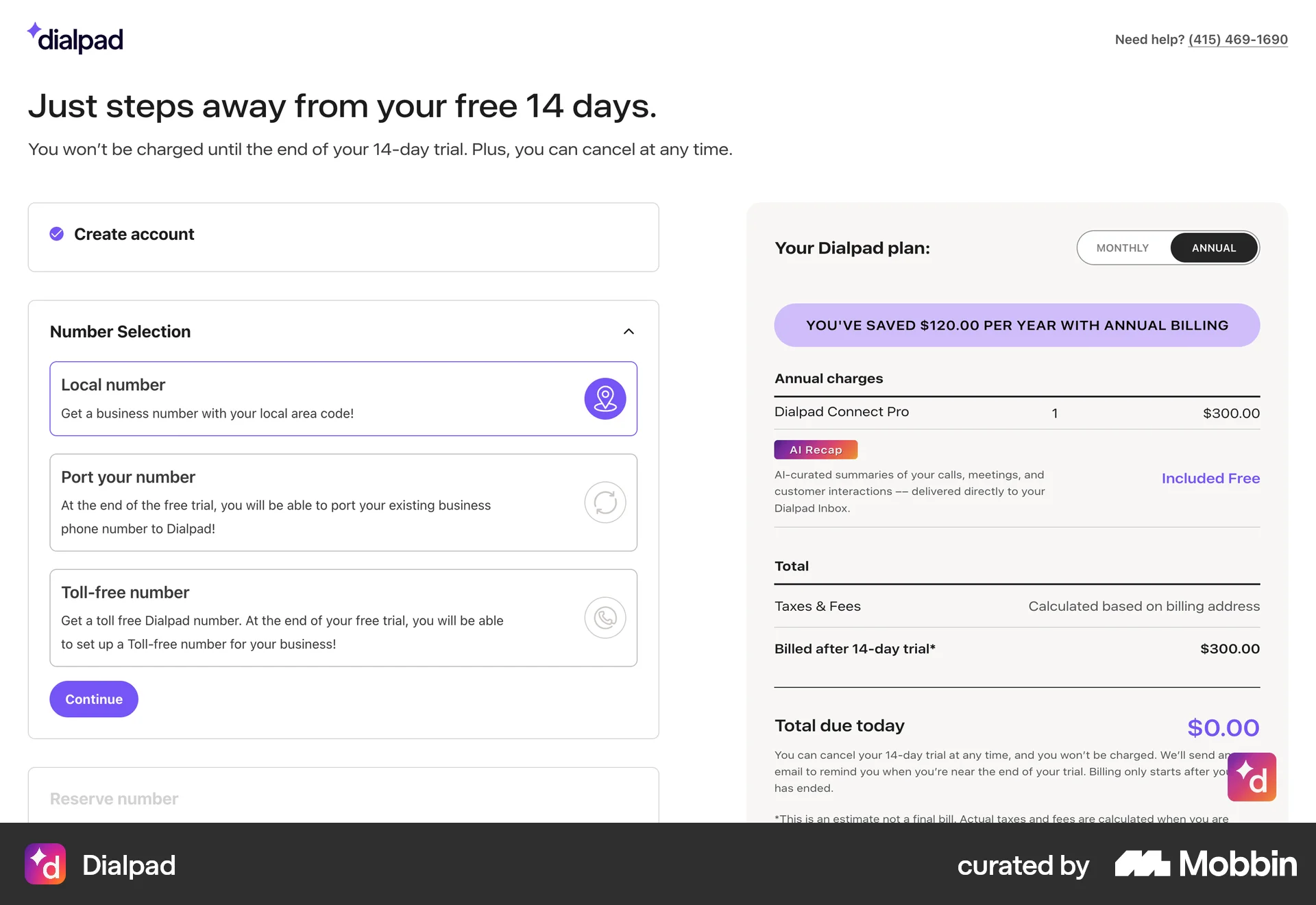 Dialpad Onboarding screen