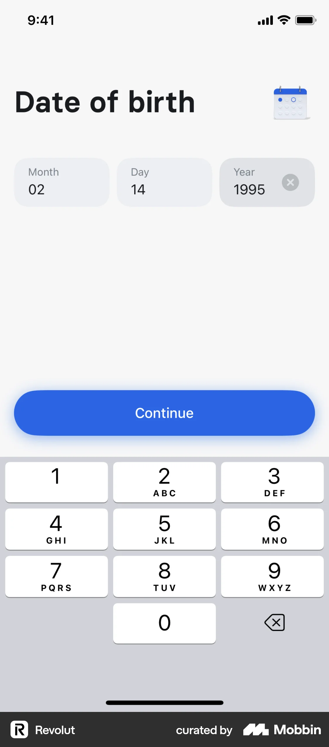Revolut Onboarding screen