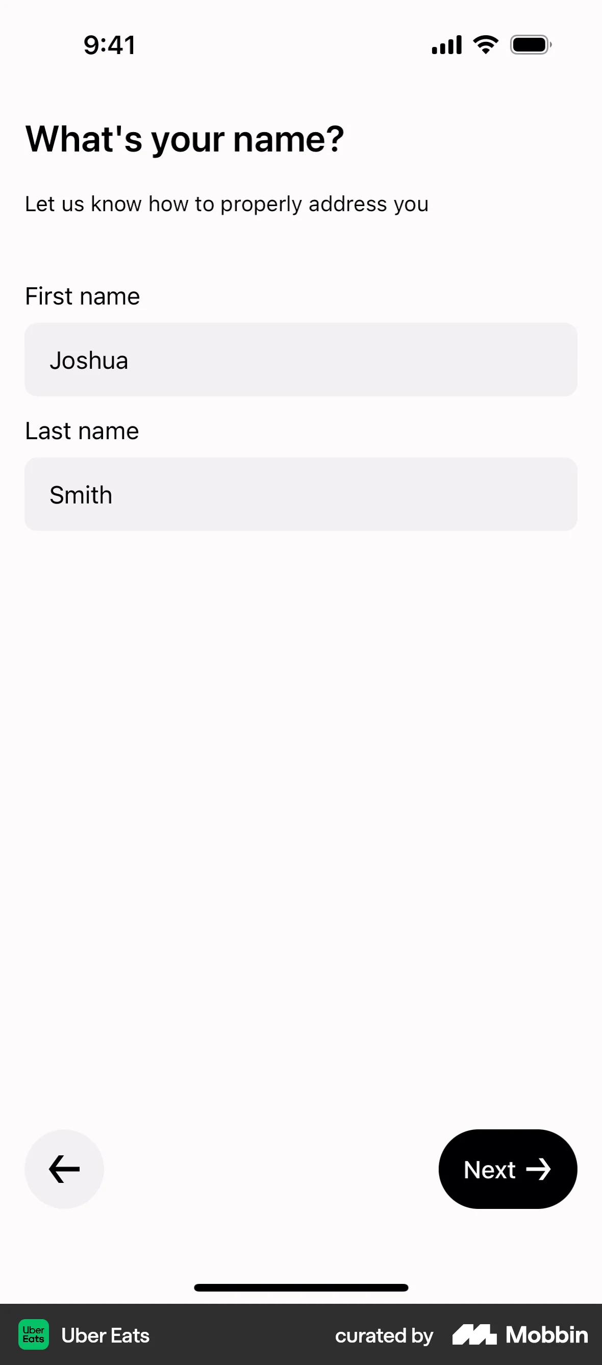 Uber Eats Onboarding screen