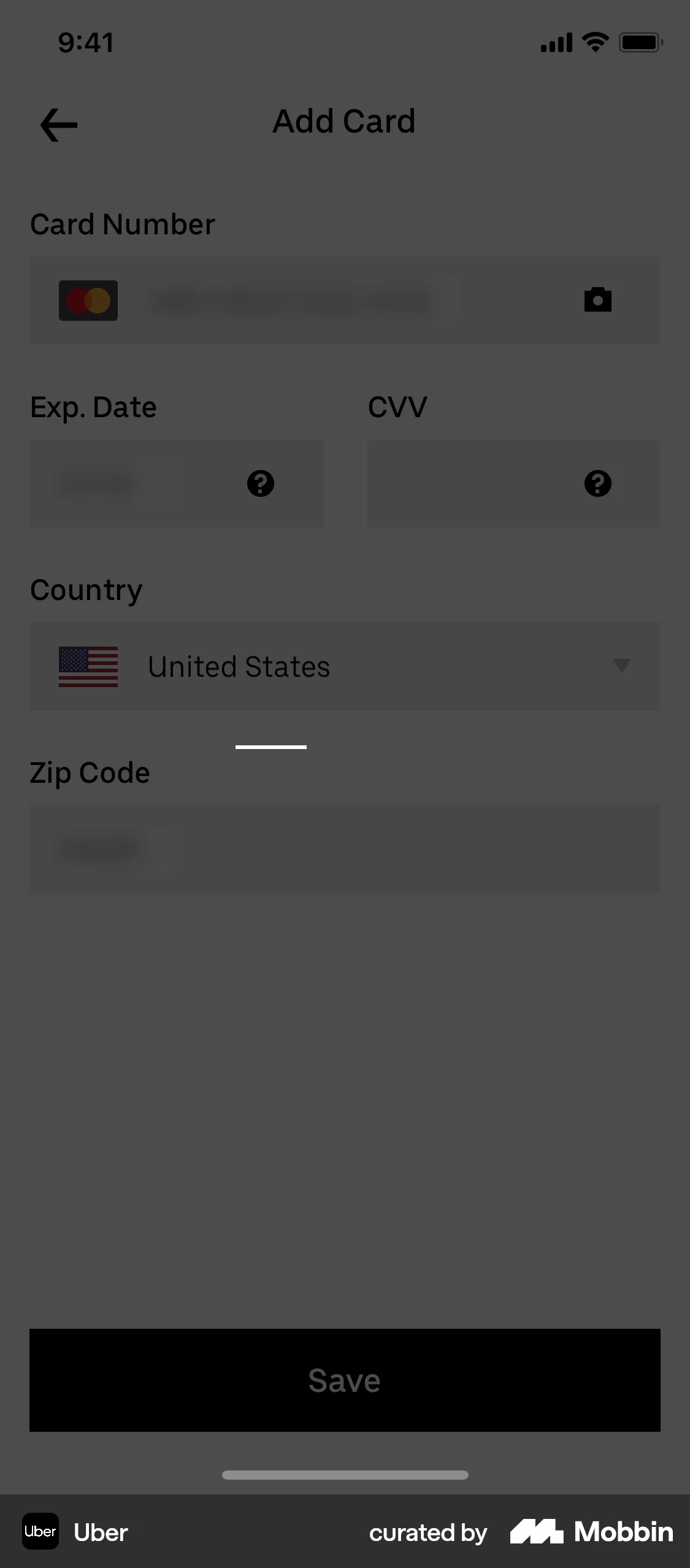 Uber Onboarding screen