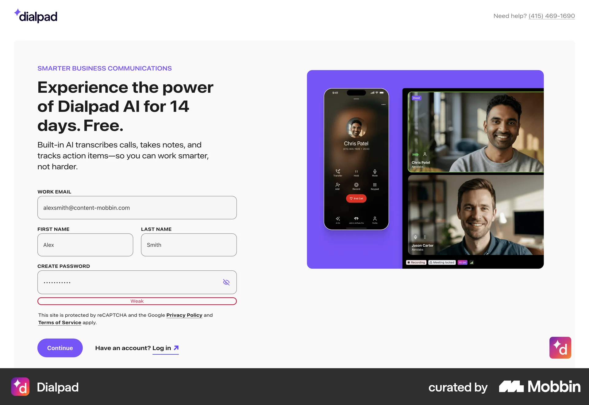 Dialpad Onboarding screen