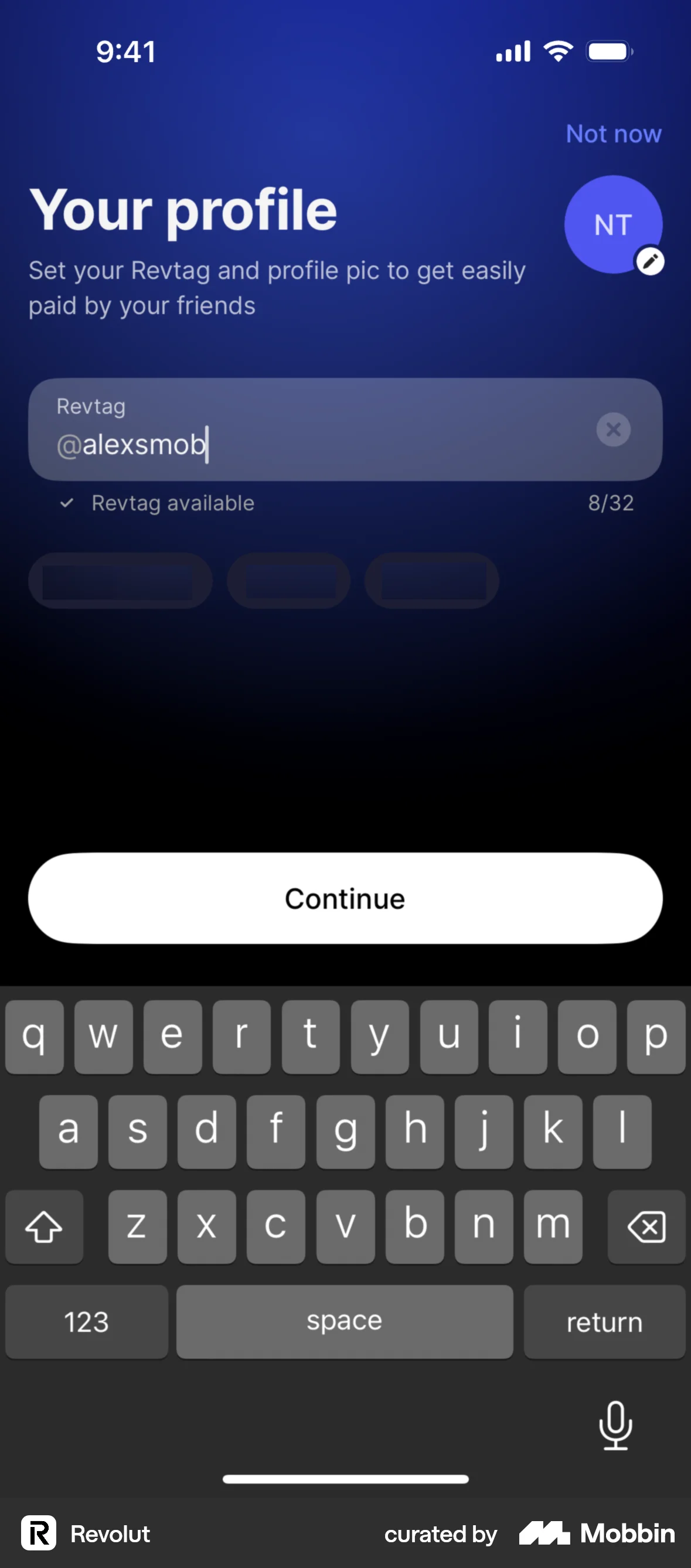 Revolut Onboarding screen