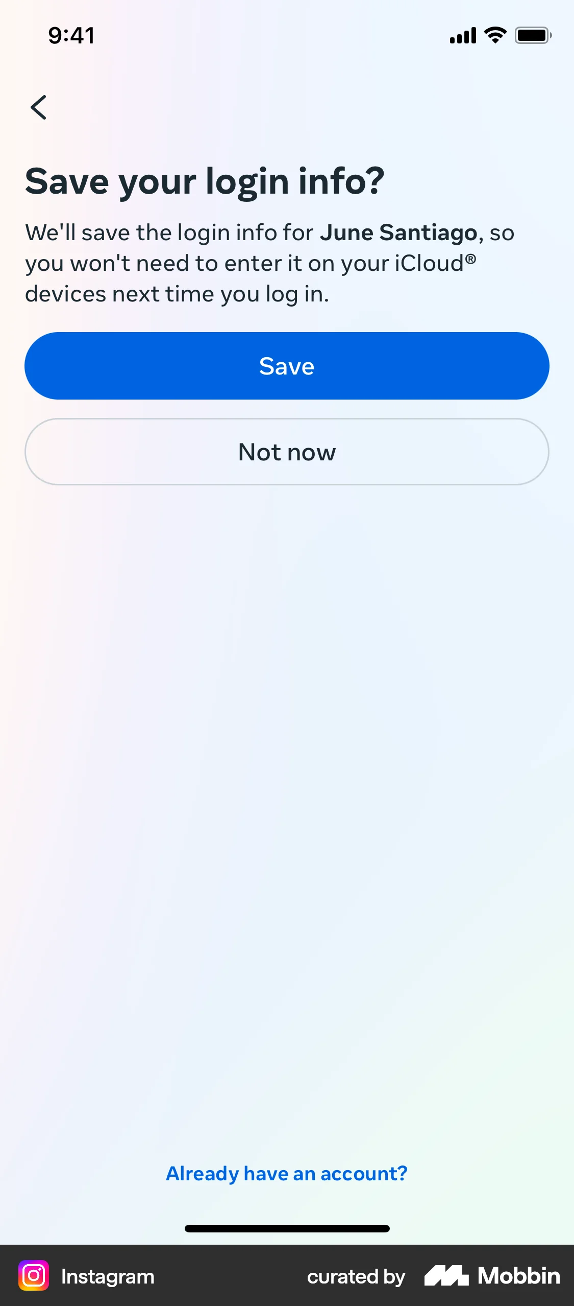 Instagram Onboarding screen