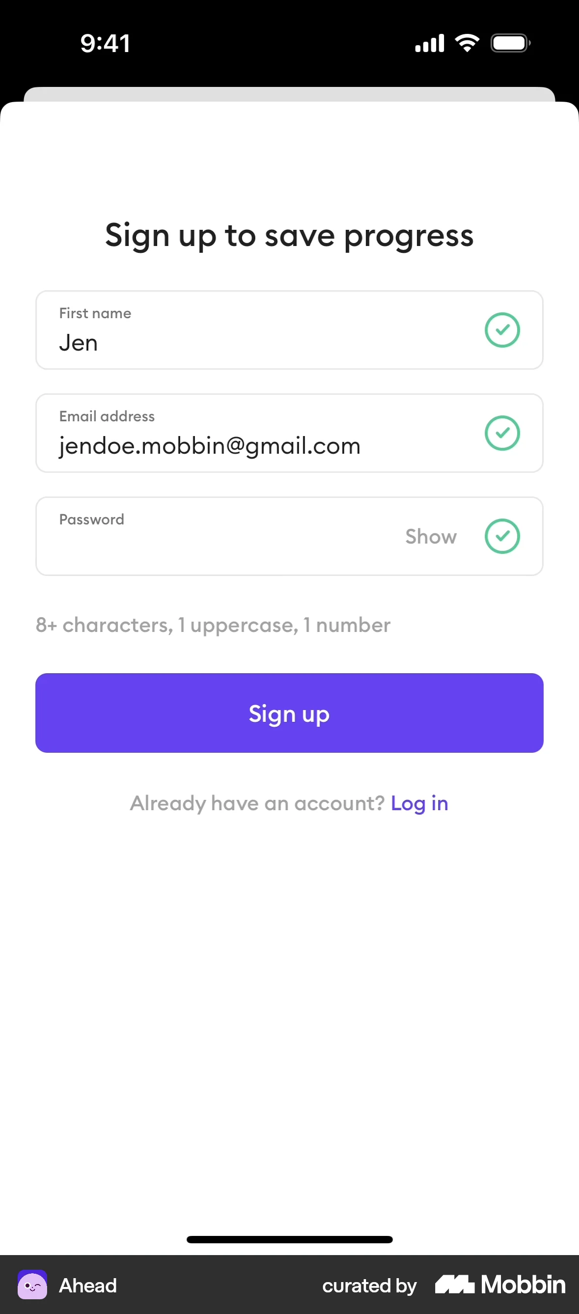 Ahead Onboarding screen