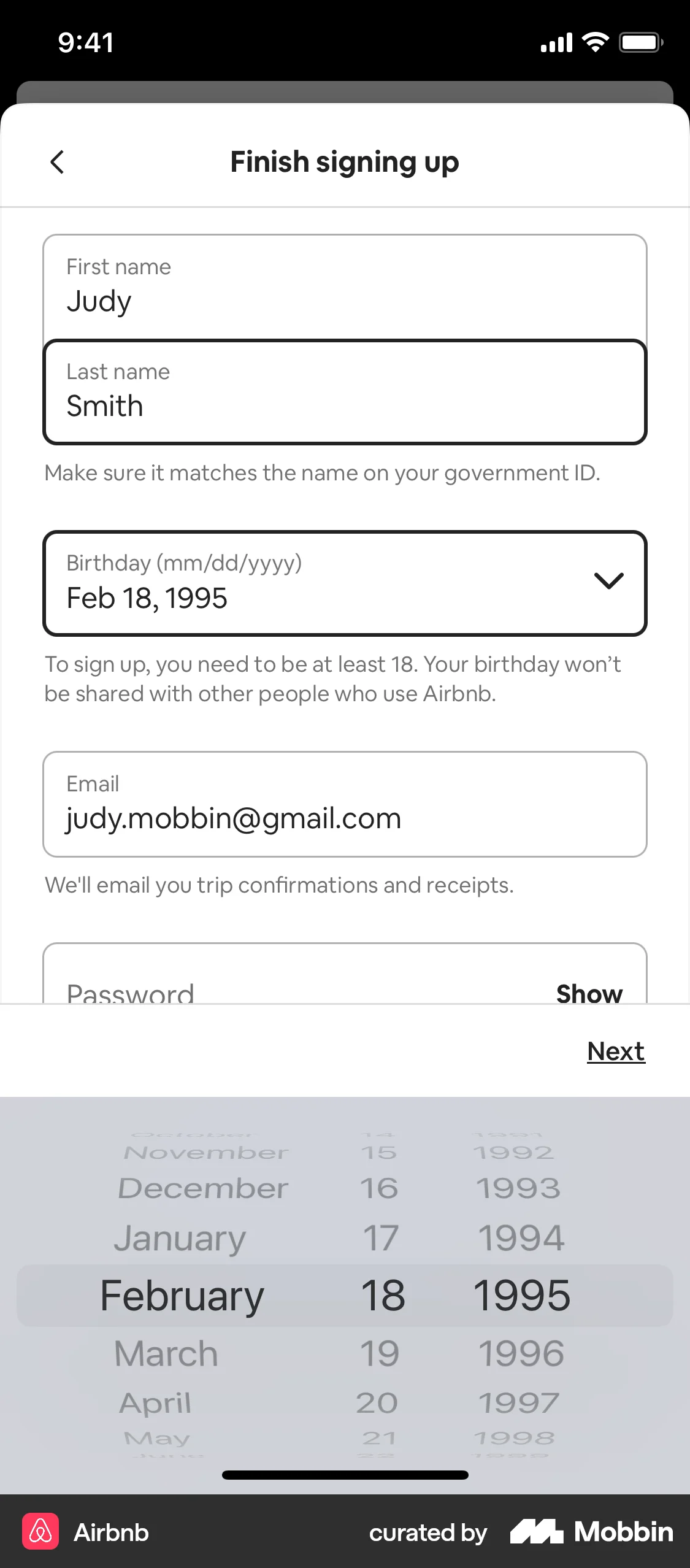 Airbnb Onboarding screen