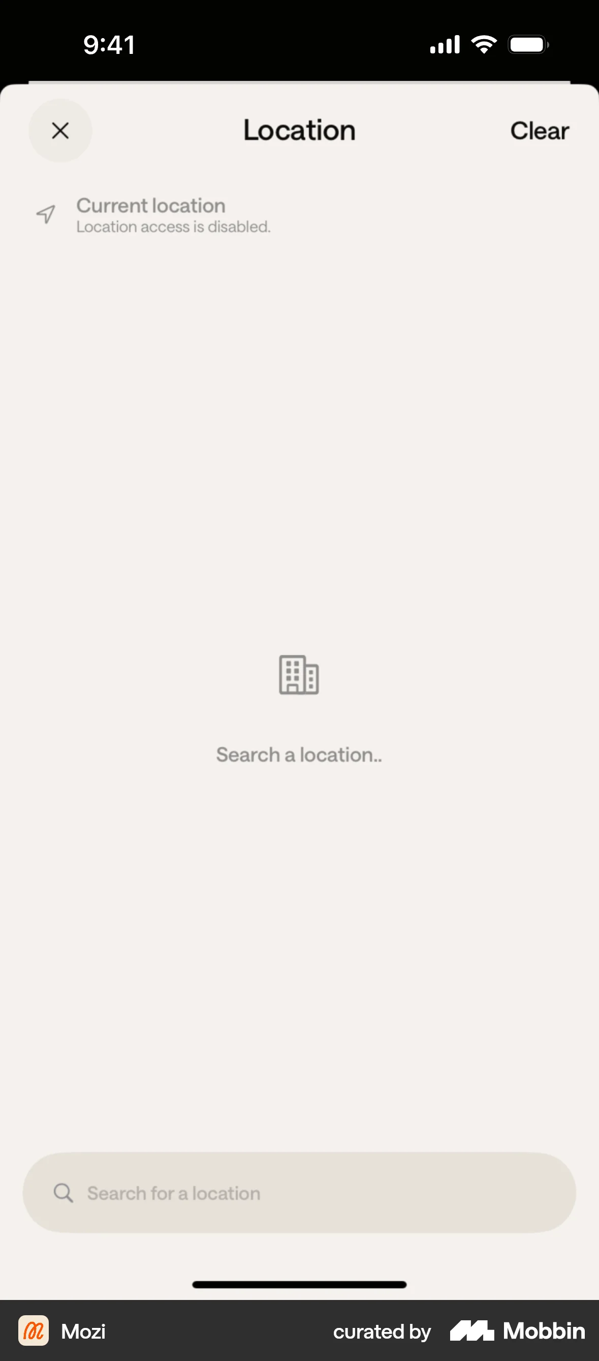 Mozi Onboarding screen