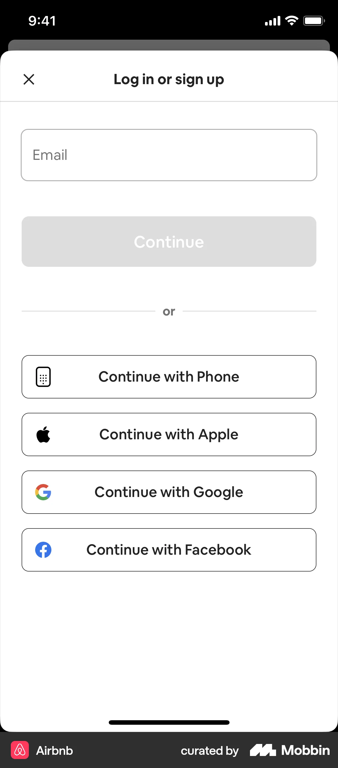 Airbnb Onboarding screen