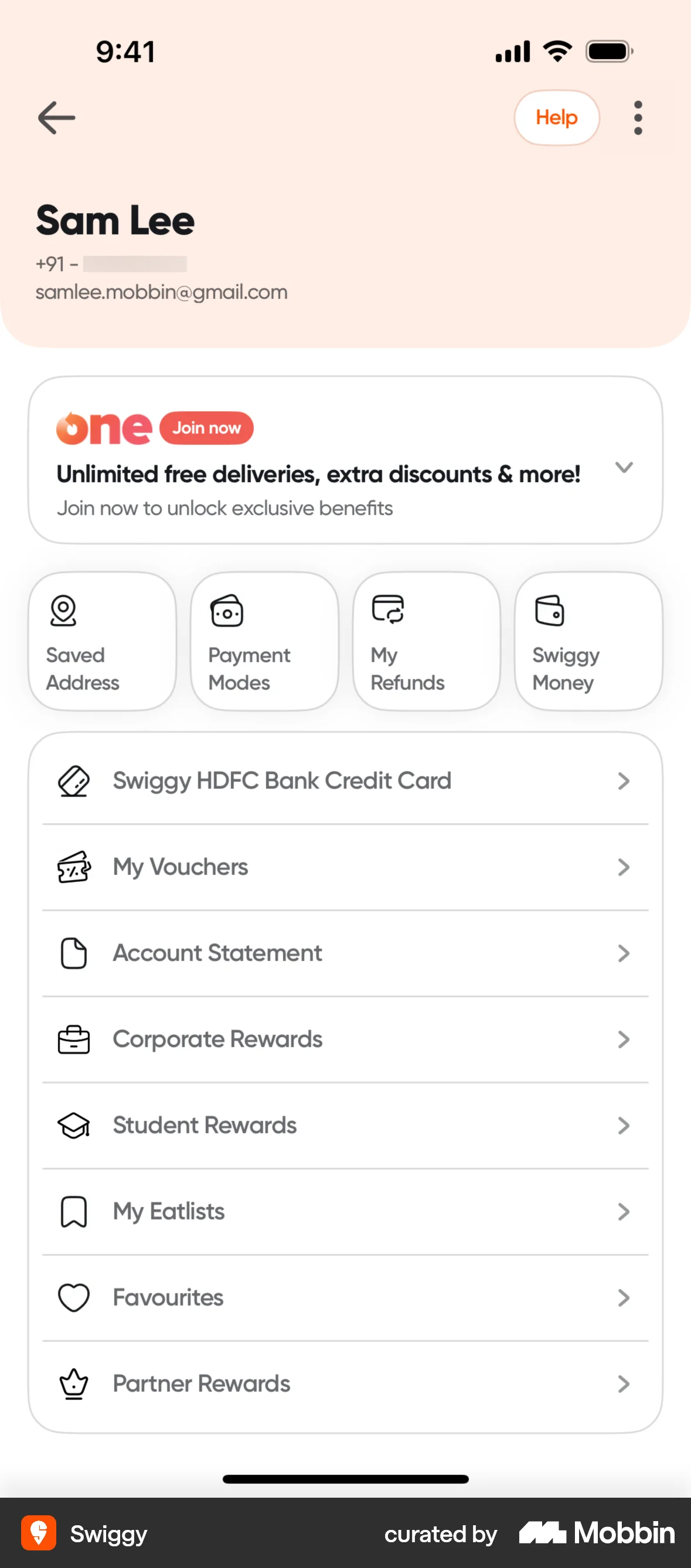 Swiggy Requesting an account statement screen